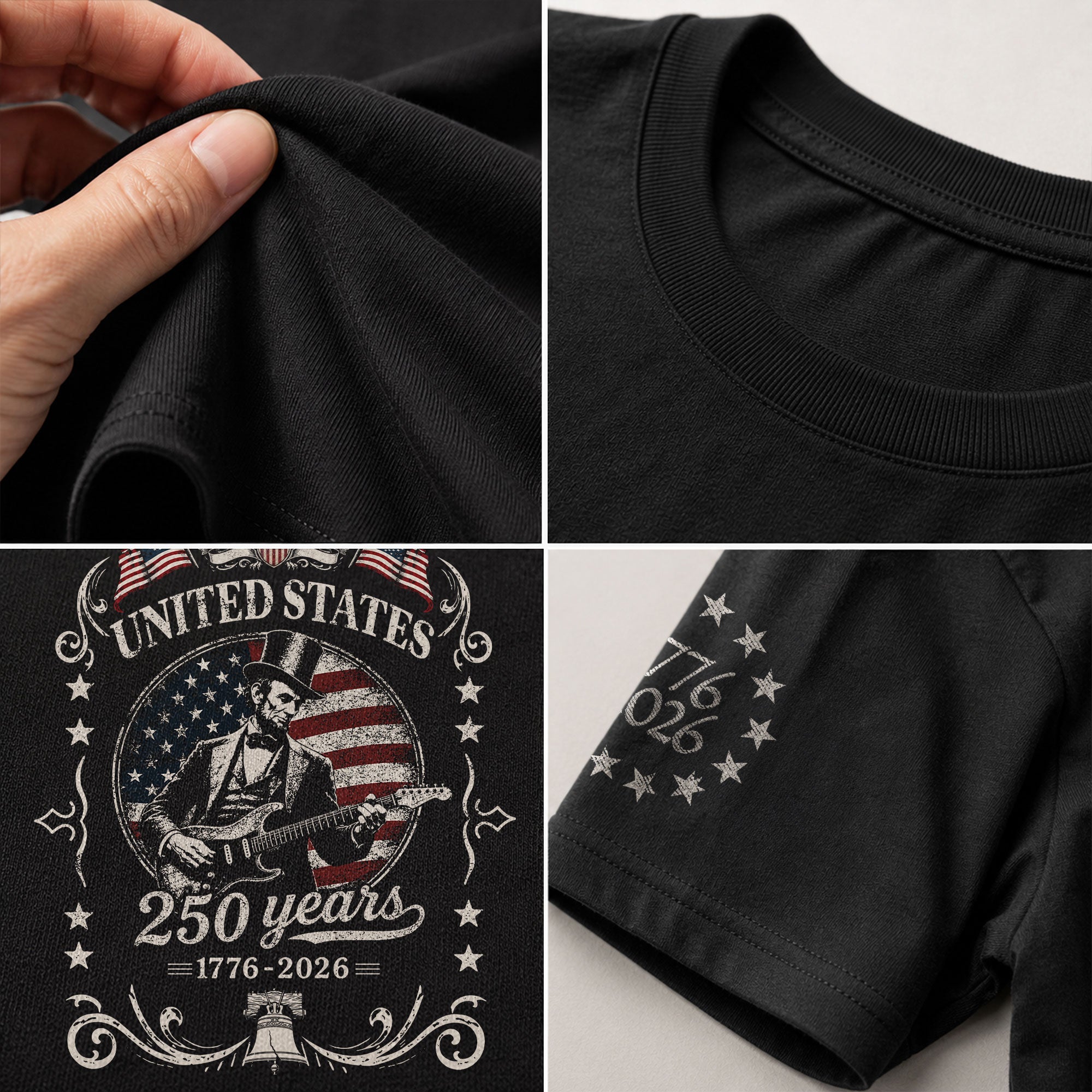 American Eagle Liberty Bell Lincoln Guitar Shirt Vintage 1776 2026 Patriotic Us Flag - Rust Field Wear