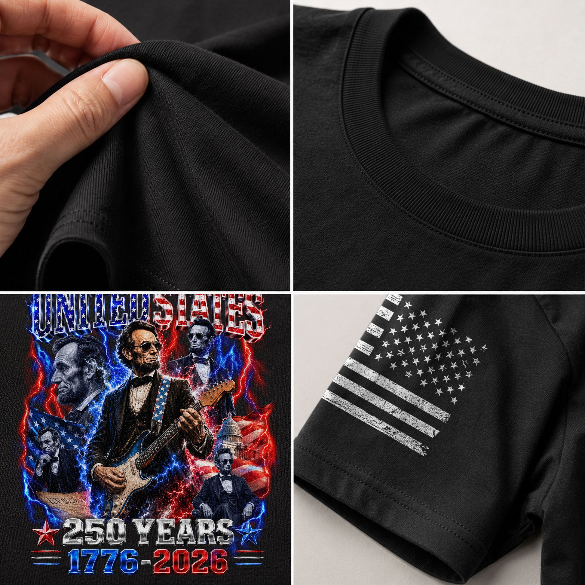 Abraham Lincoln Guitar Shirt Patriotic 1776 2026 American Pride Tee - Rust Field Wear