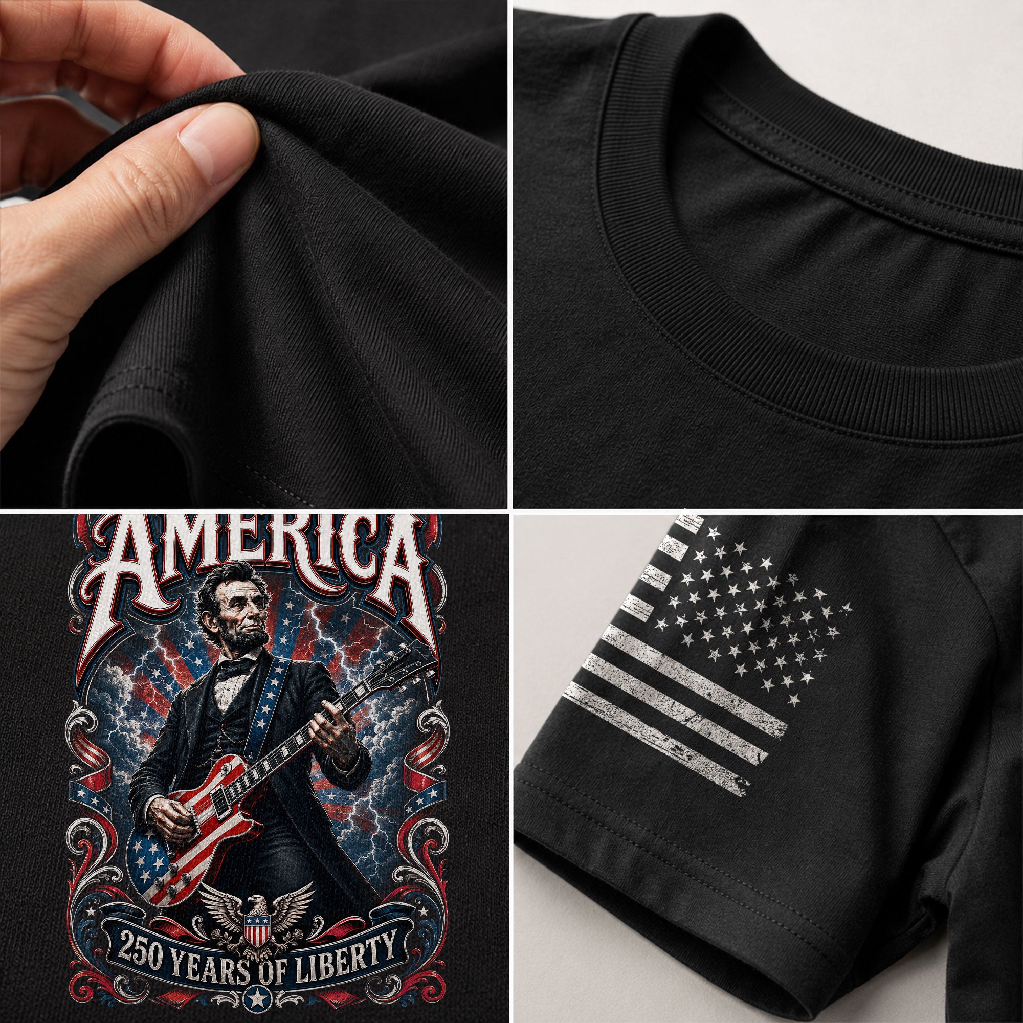 America 250 Years of Liberty Shirt Patriotic Guitar USA Vintage Freedom Tee - Rust Field Wear