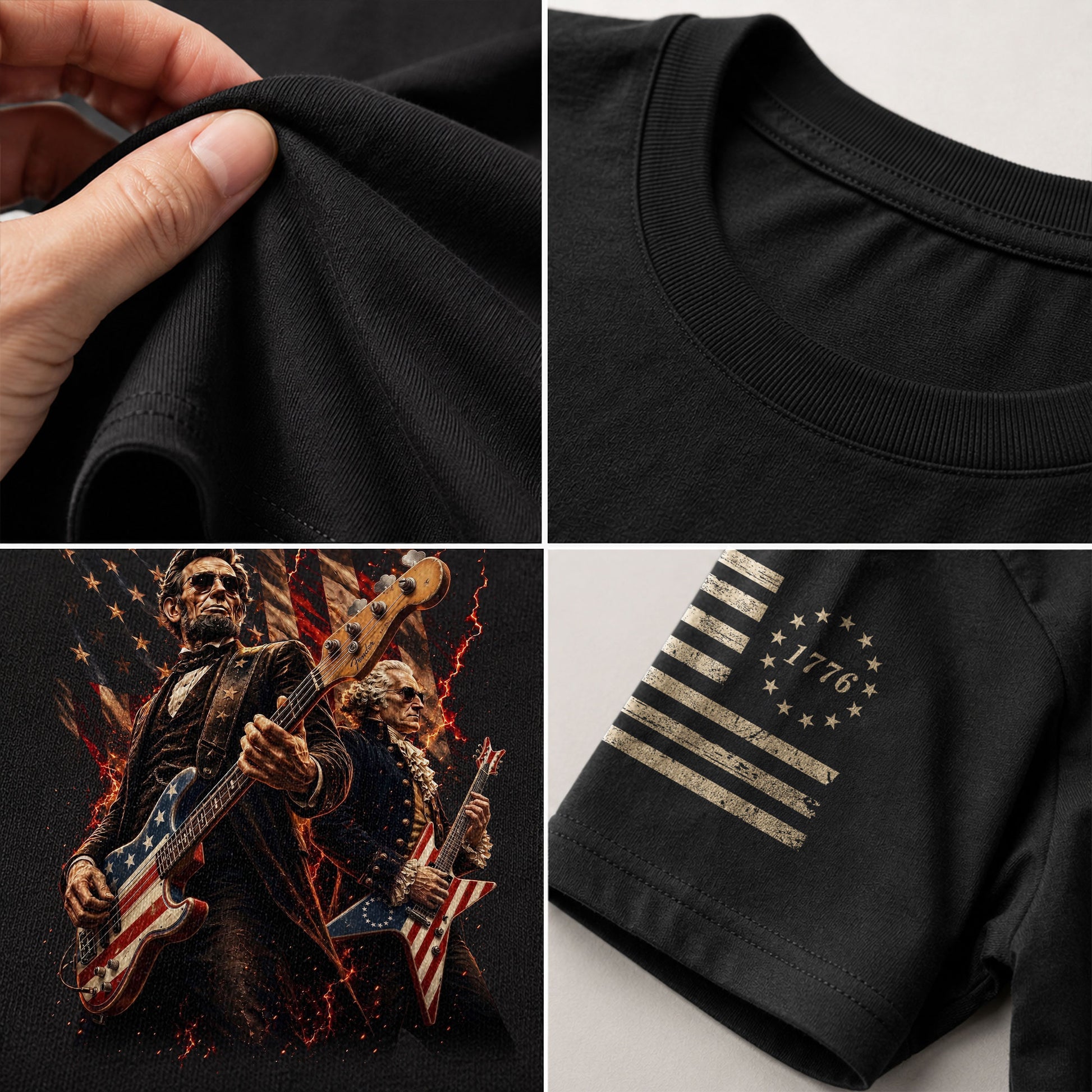 Patriotic Guitar Heroes Shirt 250 Years of Freedom Vintage American Rock Tee - Rust Field Wear