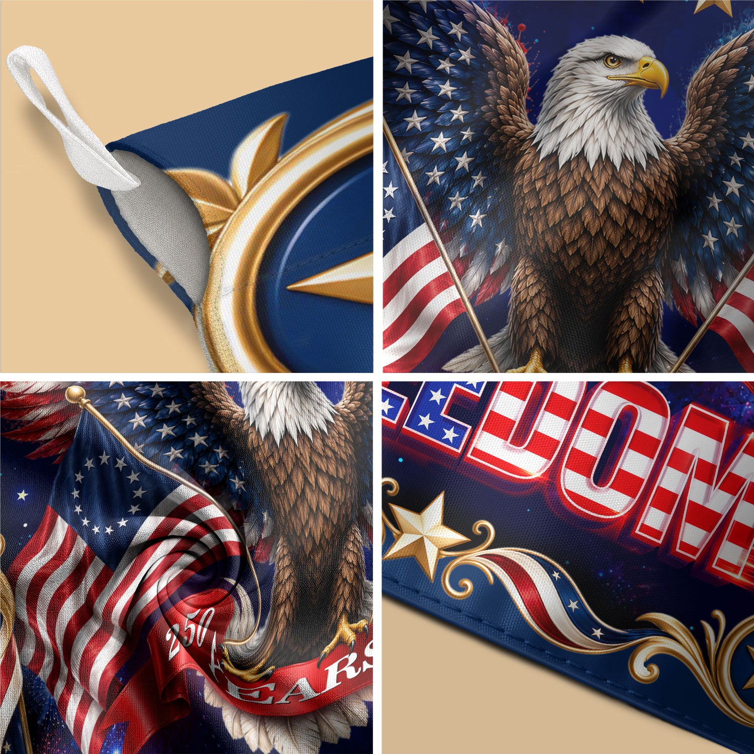 USA 250th Anniversary Garden Flag Bald Eagle Freedom Patriotic Decor