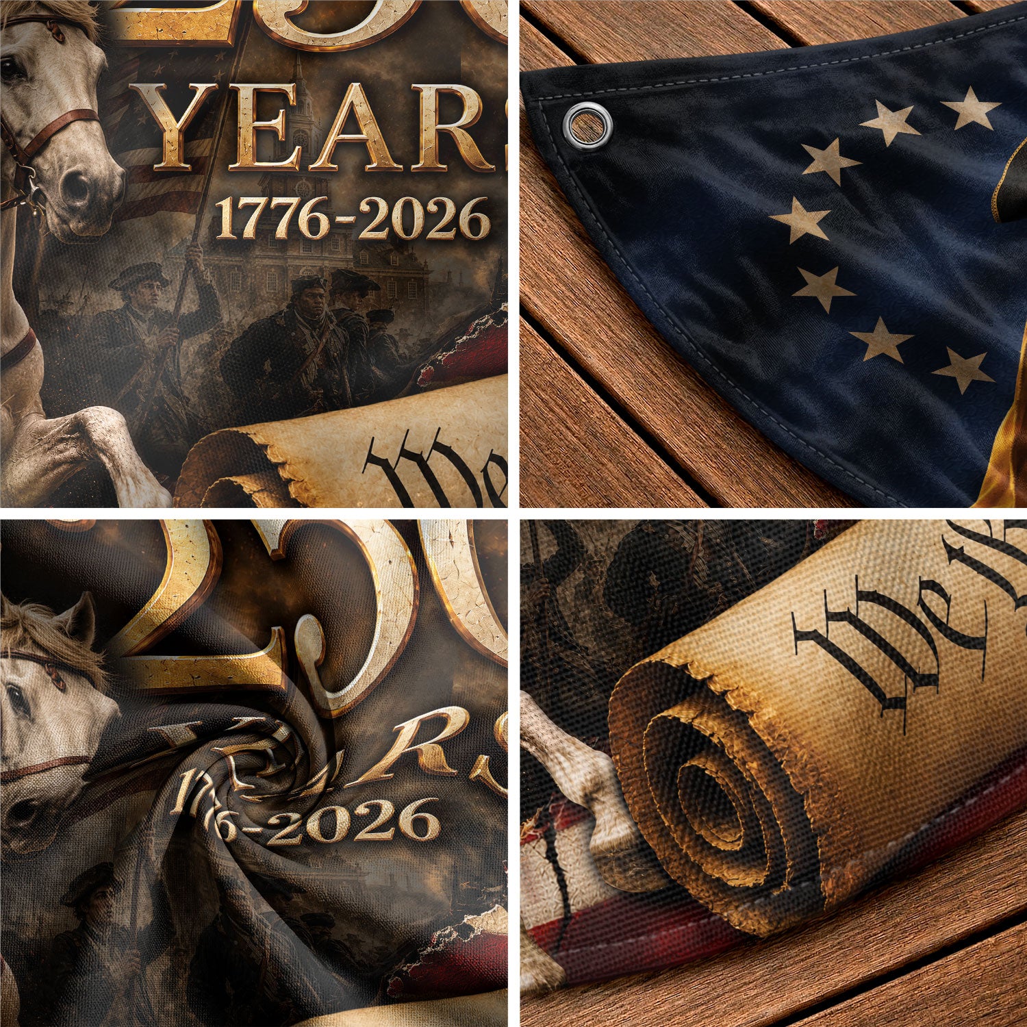 250th Anniversary US Fence Flag 1776-2026 Patriotic George Washington Outdoor Banner