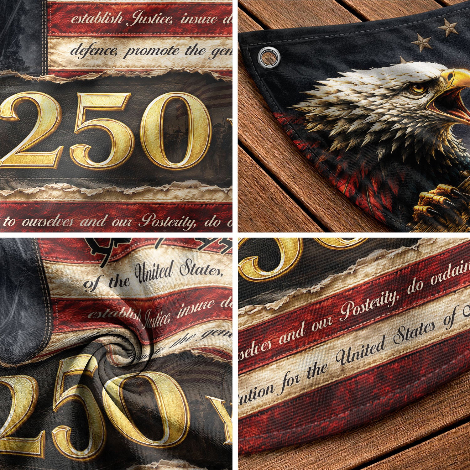 250th Anniversary US Fence Flag 1776-2026 Patriotic We The People Outdoor Banner