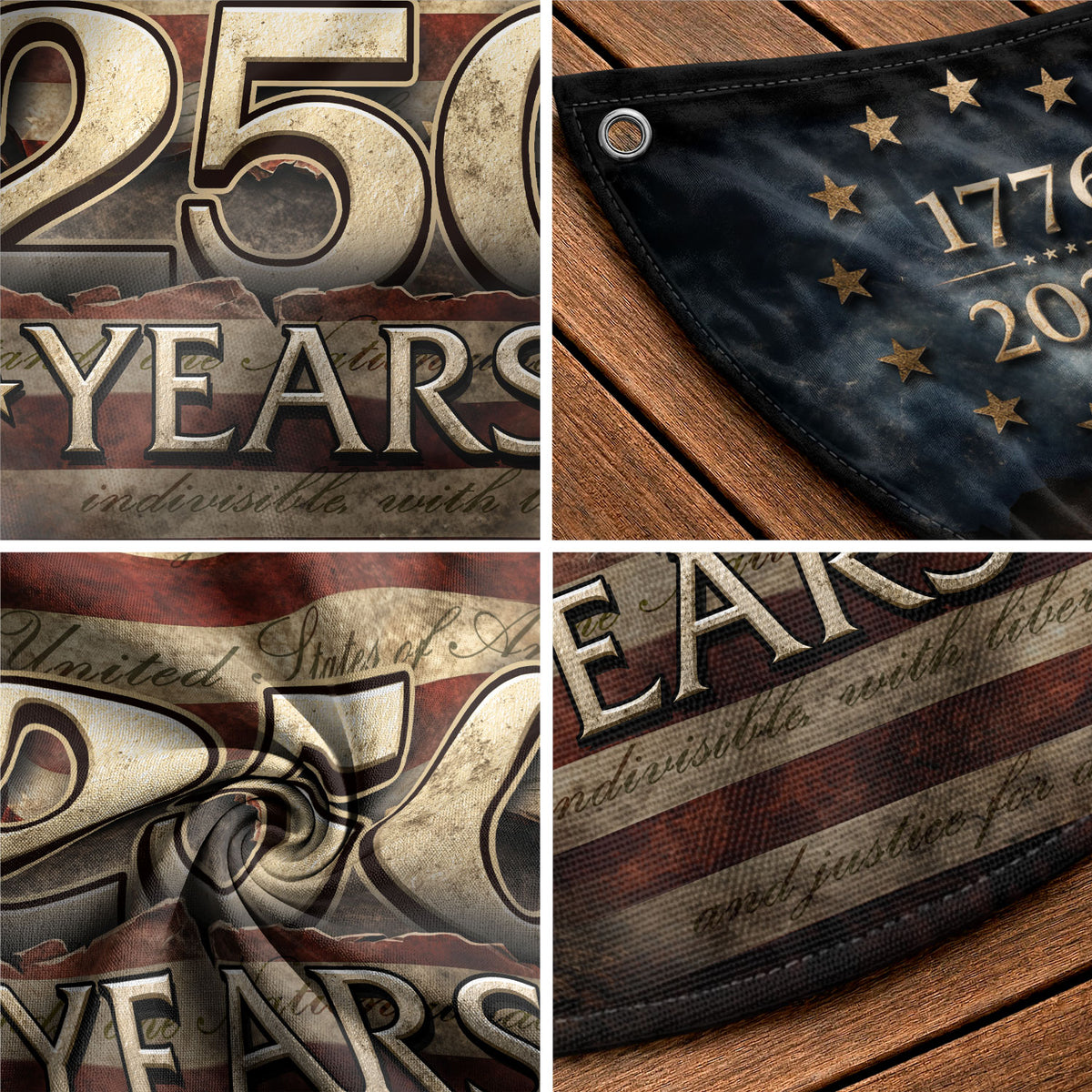 Fence Flag 250 Years Patriotic Banner | 1776-2026 Statue of Liberty Outdoor Decor - Rust Field Wear