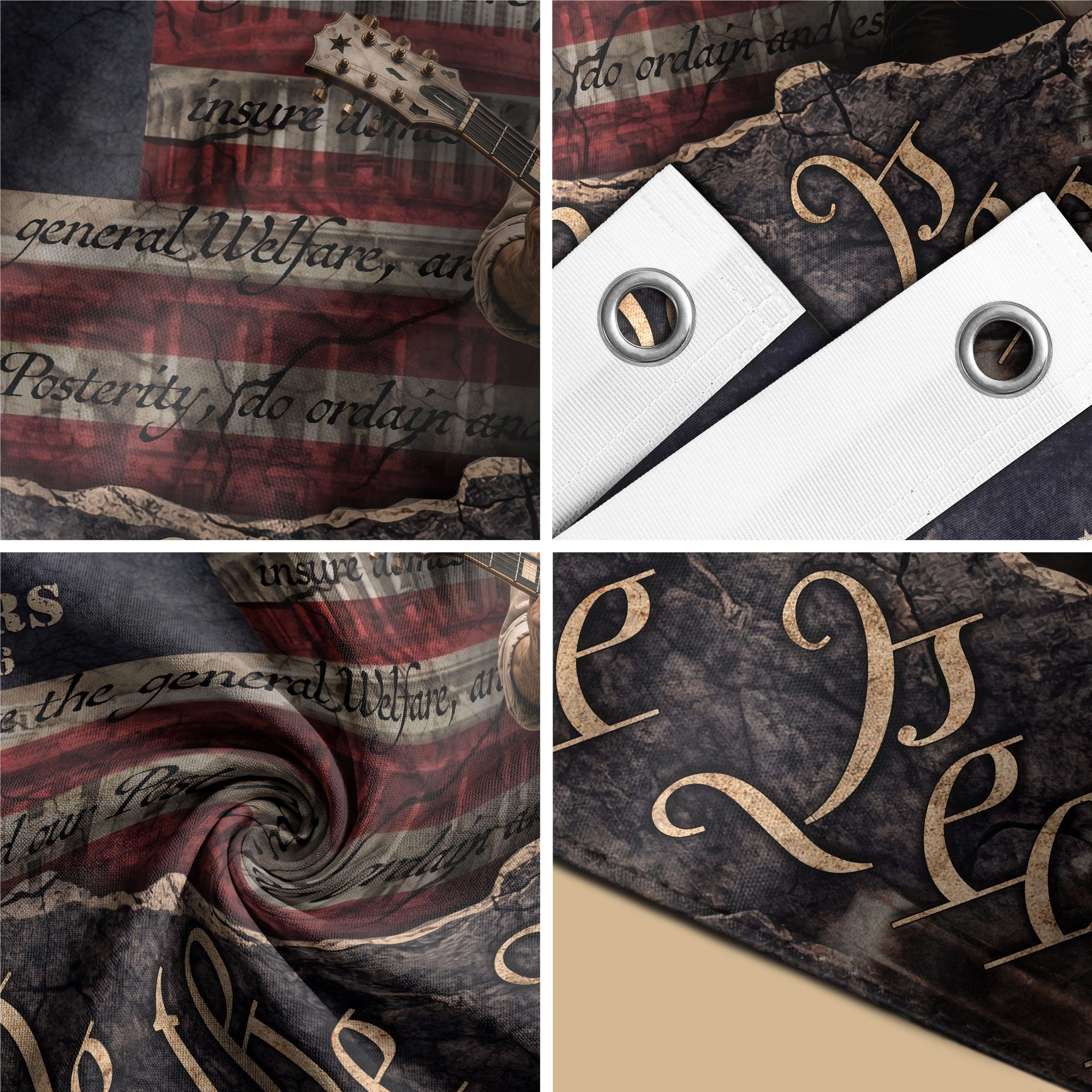 250 Years of Freedom Flag 1776-2026 Abraham Lincoln Guitar Bald Eagle Patriotic US Banner