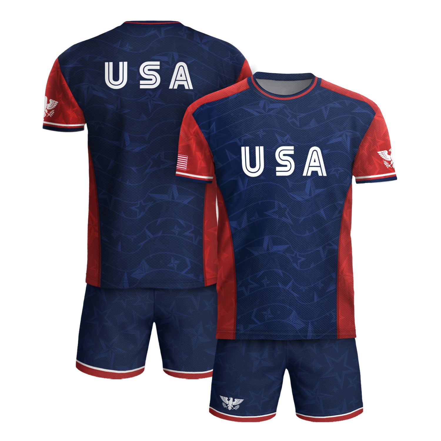 Navy Orange USA Soccer Jersey Men Patriotic Stars Stripes American Football Shirt Fan Gear