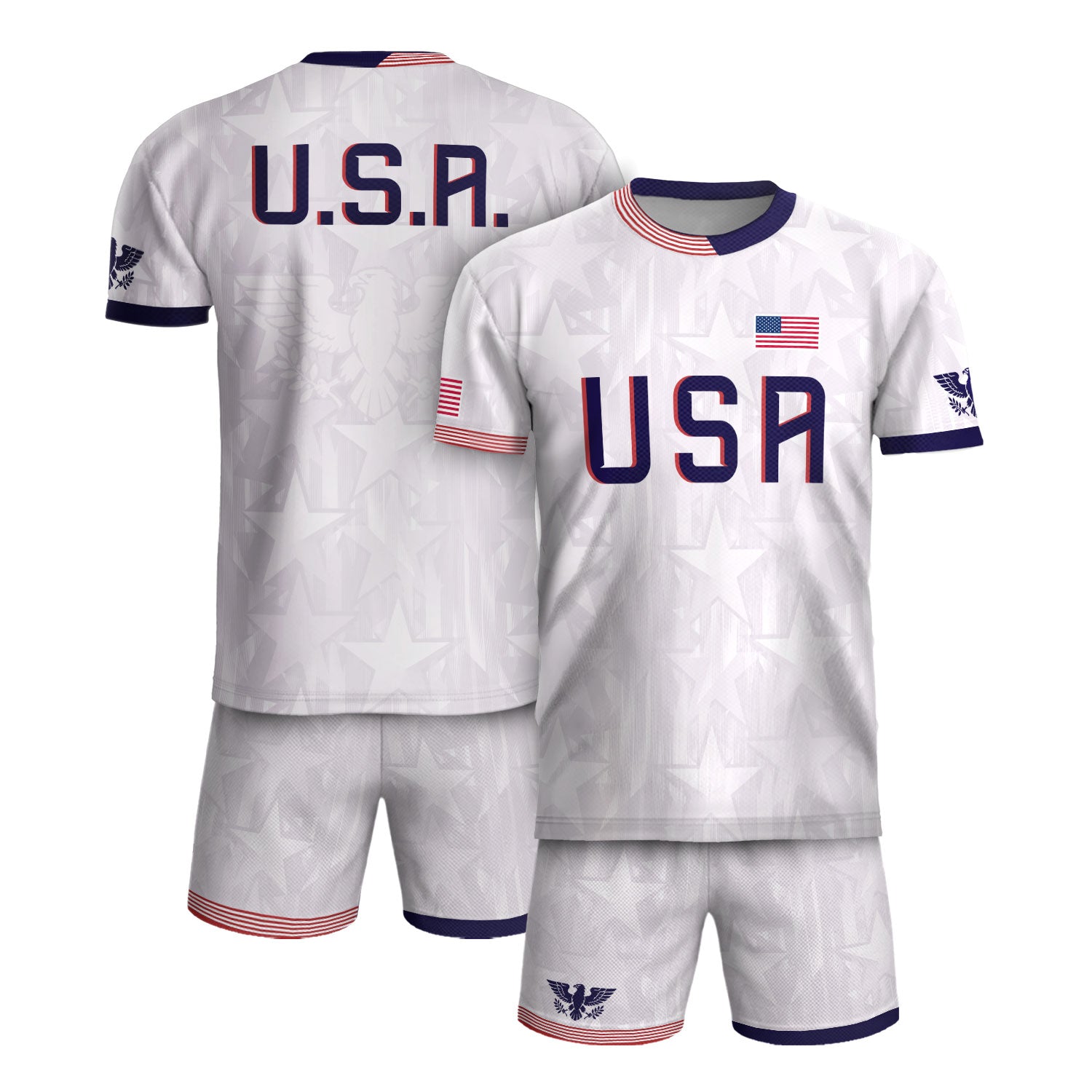 White USA Soccer Jersey Men Patriotic United States Football Shirt Team Sportswear Gift