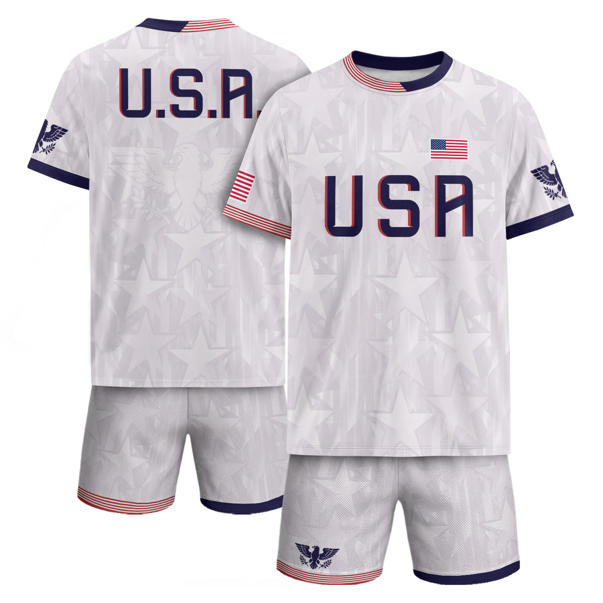 White USA Soccer Jersey Men Patriotic United States Football Shirt Team Sportswear Gift - Rust Field Wear