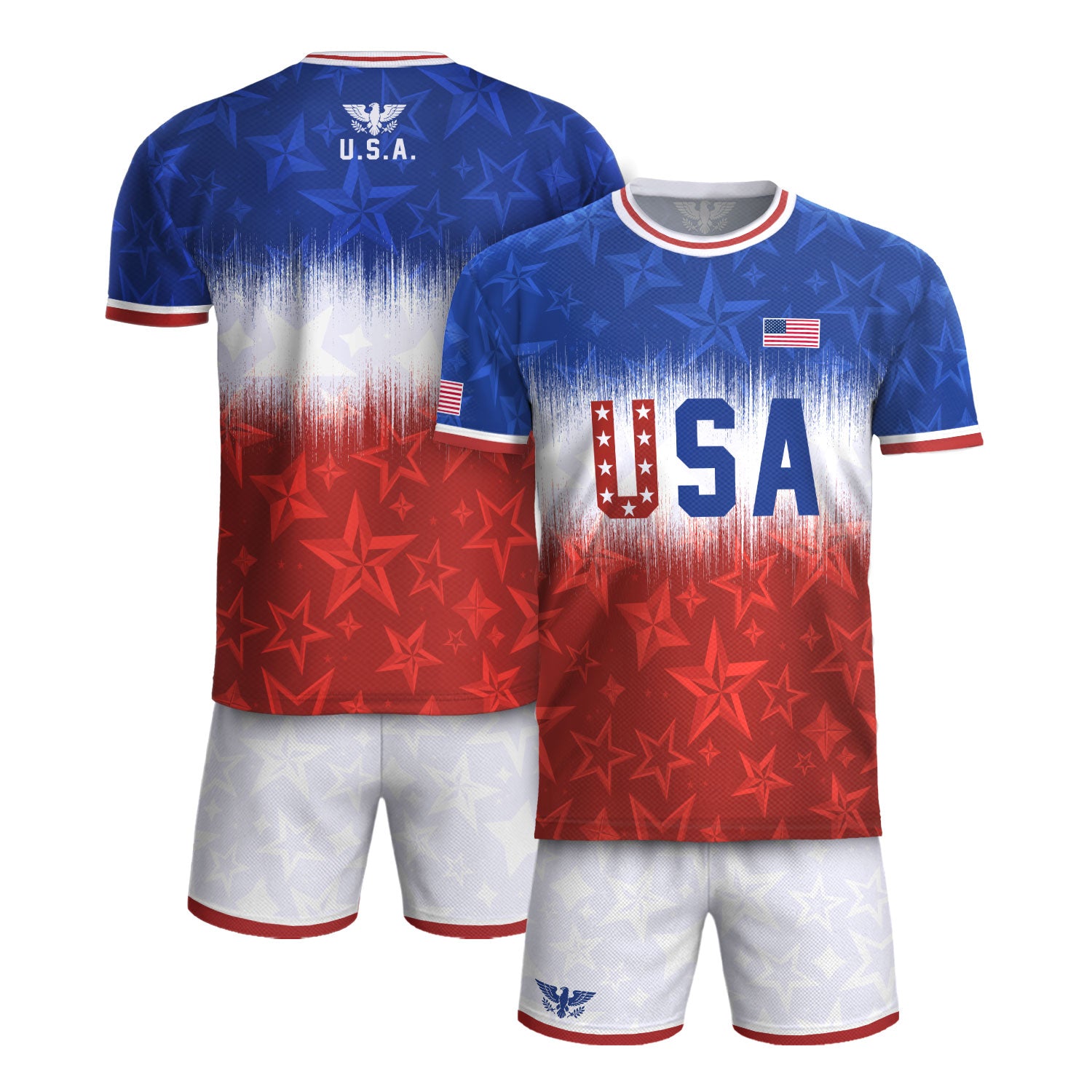Navy Orange USA Soccer Jersey Patriotic Stars Stripes American Football Shirt Fan Apparel Tee