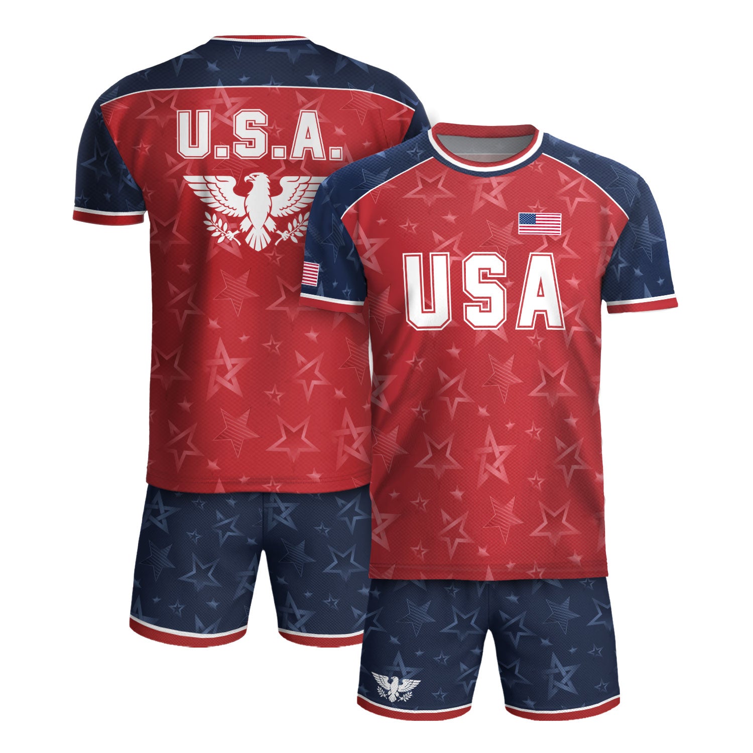 Orange Navy USA Soccer Jersey Men Patriotic United States Football Shirt White Eagle Crest Gift
