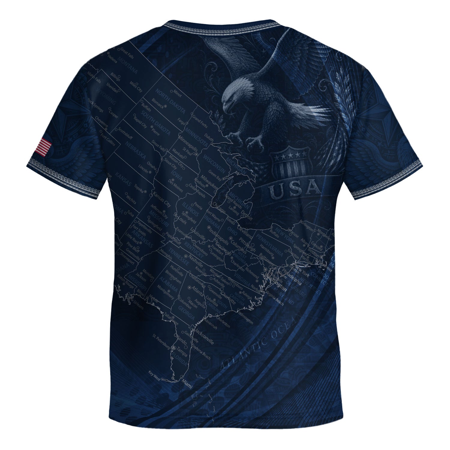 USA Kids Soccer Jersey Set Navy Blue Eagle Map Patriotic Football Outfit Kit