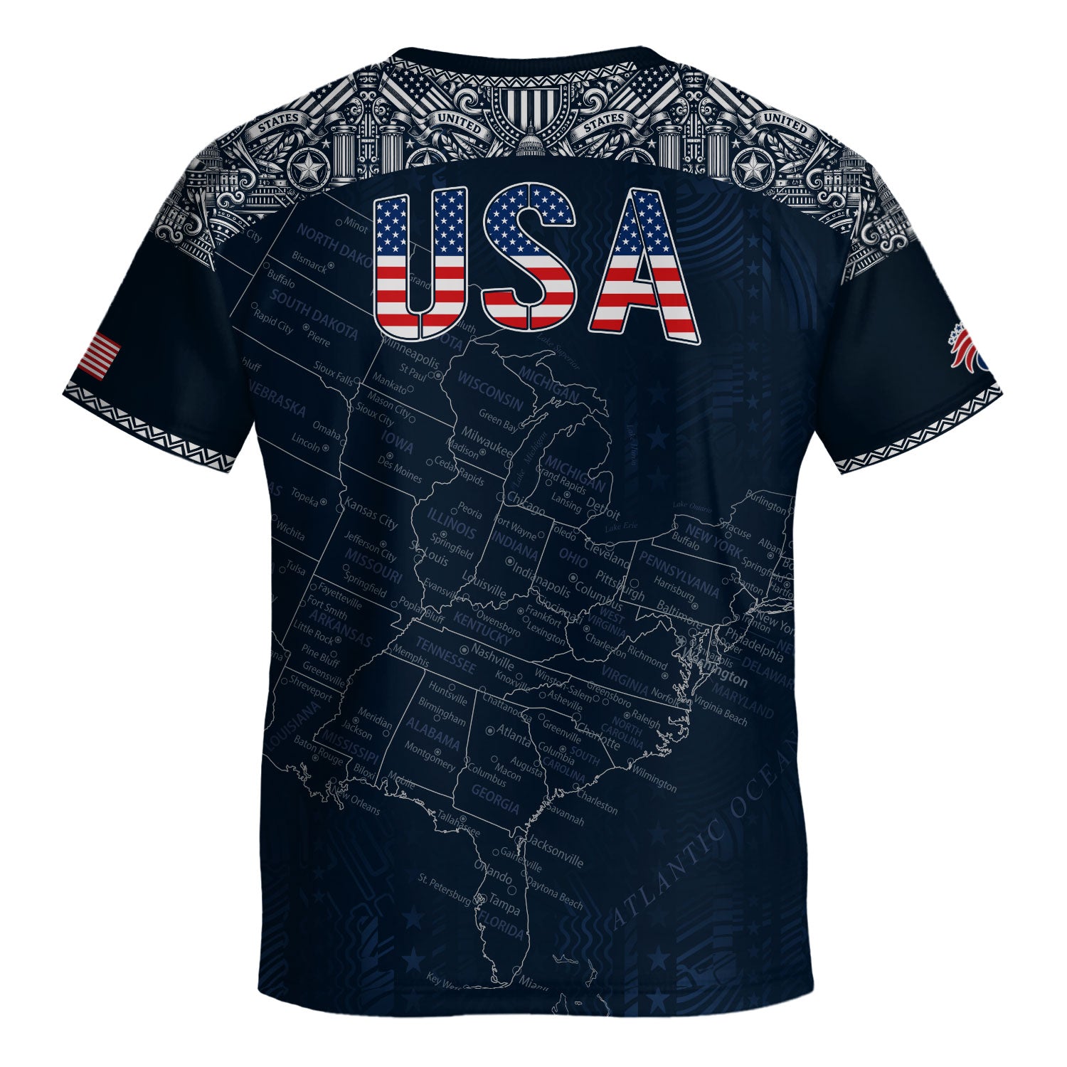 USA Kids Soccer Jersey Set Navy Blue Flag Graphic Youth Football Kit