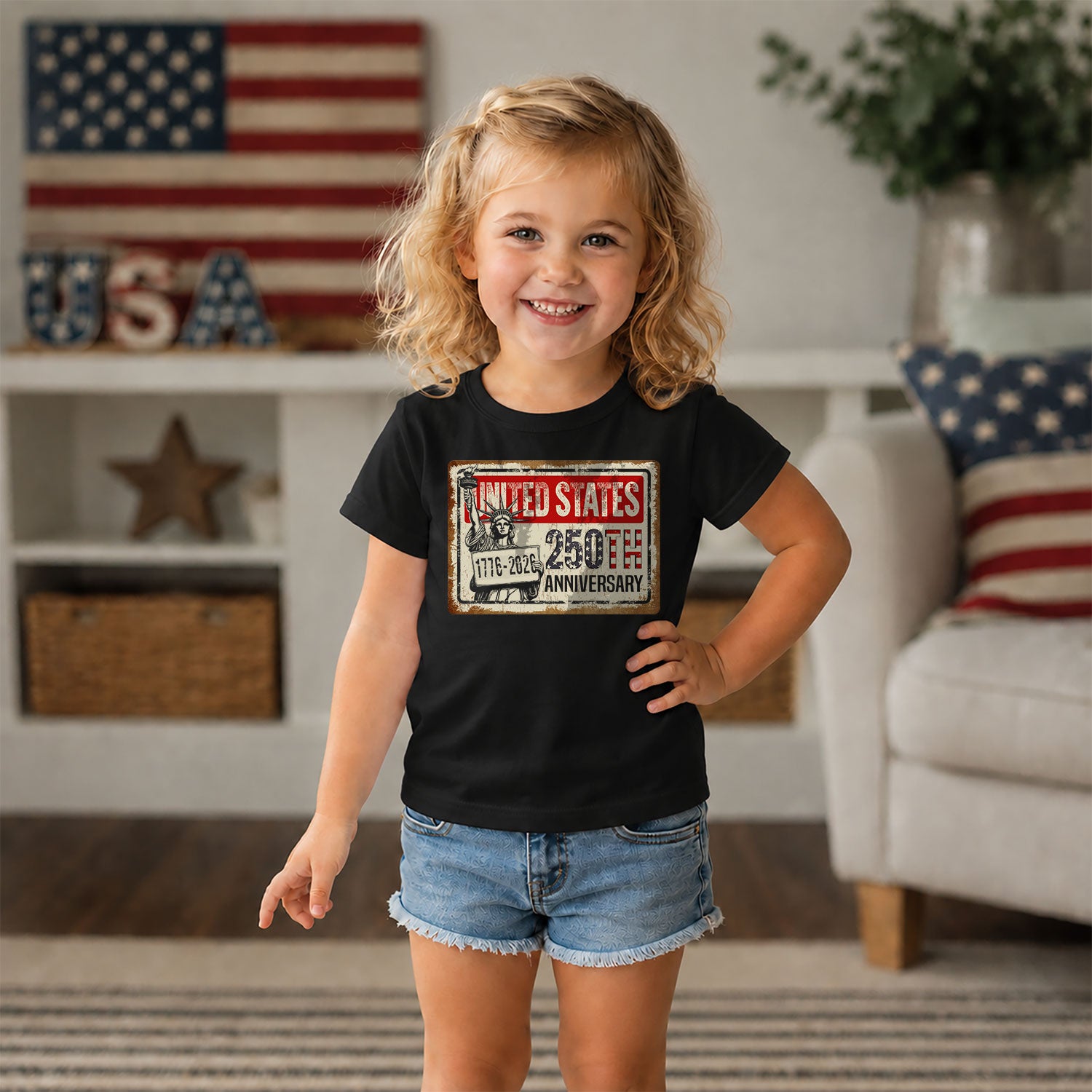 Kids United States 250th Anniversary T-Shirt 1776–2026 Patriotic Freedom Youth Tee
