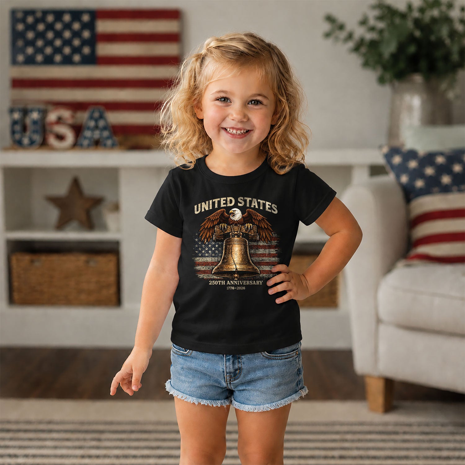 Kids United States 250th Anniversary T-Shirt 1776–2026 Liberty Bell Patriotic Tee