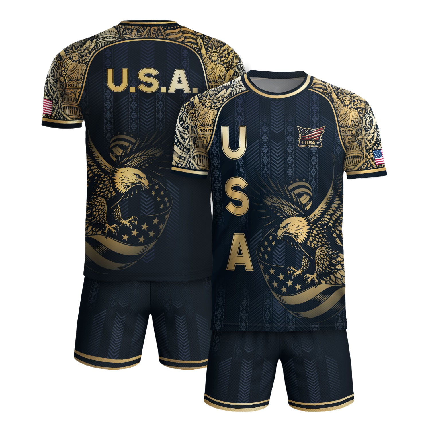 Adult Soccer Jersey Blue Edition Elite Eagle Emblem Patriotic Athletic Sport Top
