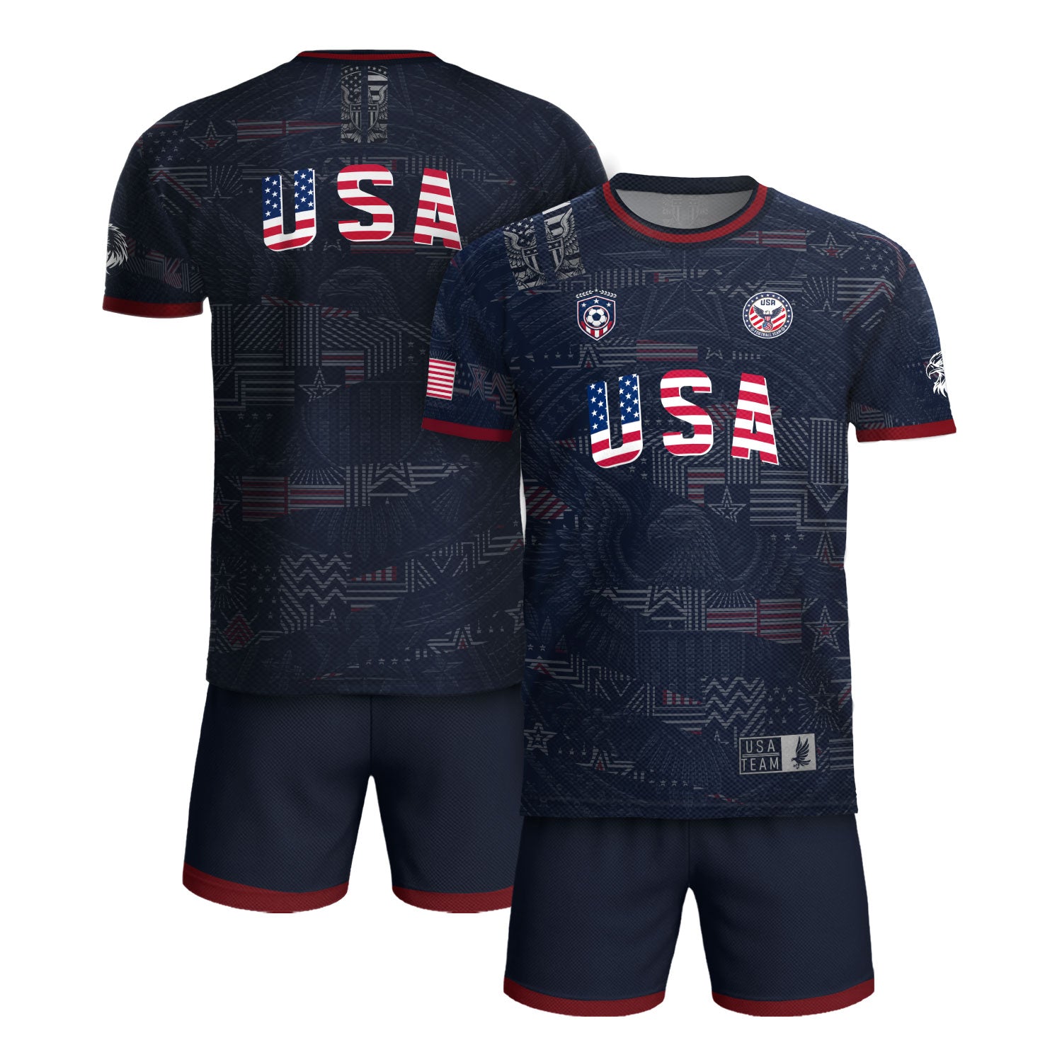 Adult Men Women USA Soccer Jersey Patriotic Flag Letters United States Fan Shirt