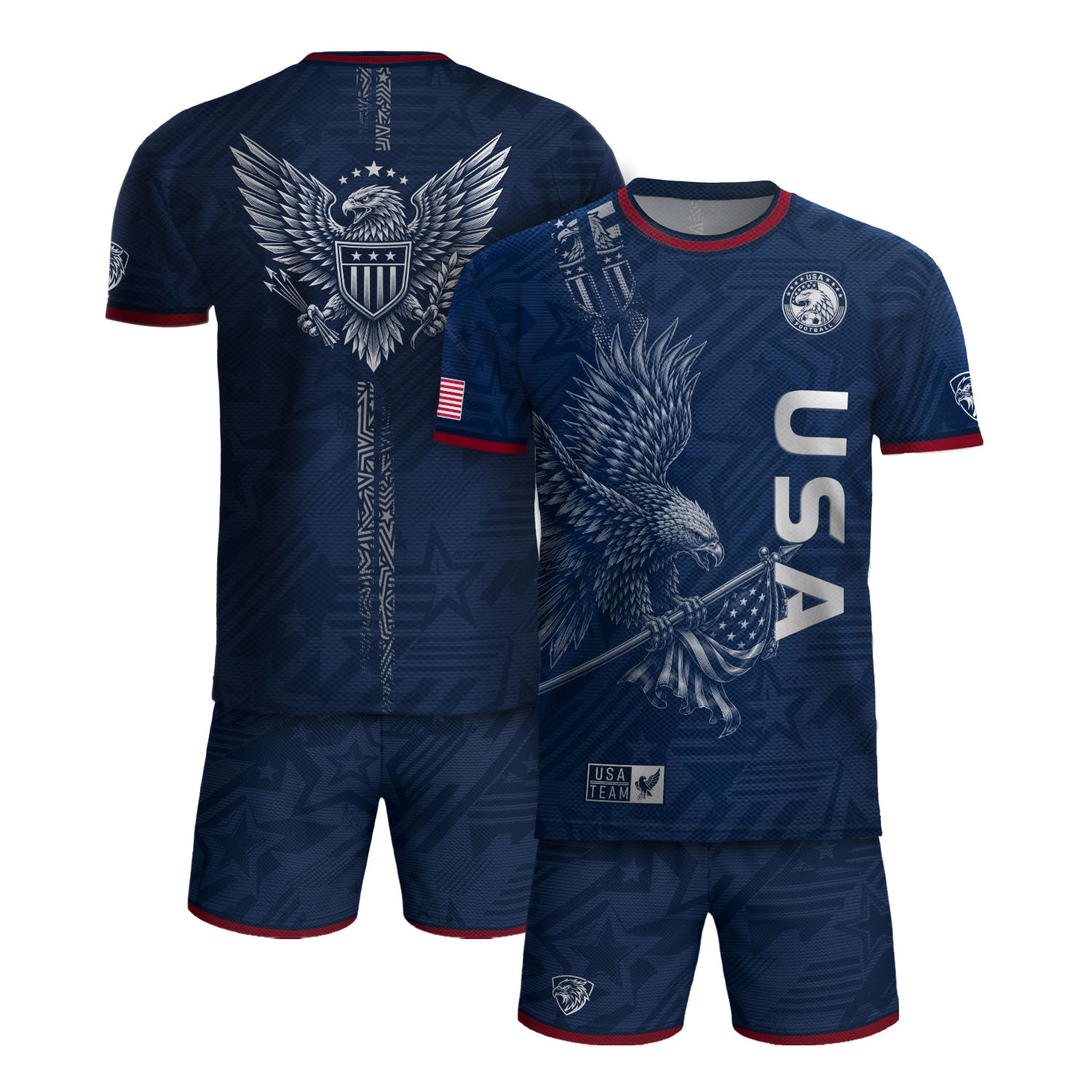 Patriotic Eagle Adult USA Soccer Jersey Navy Blue Shirt United States Football Tee