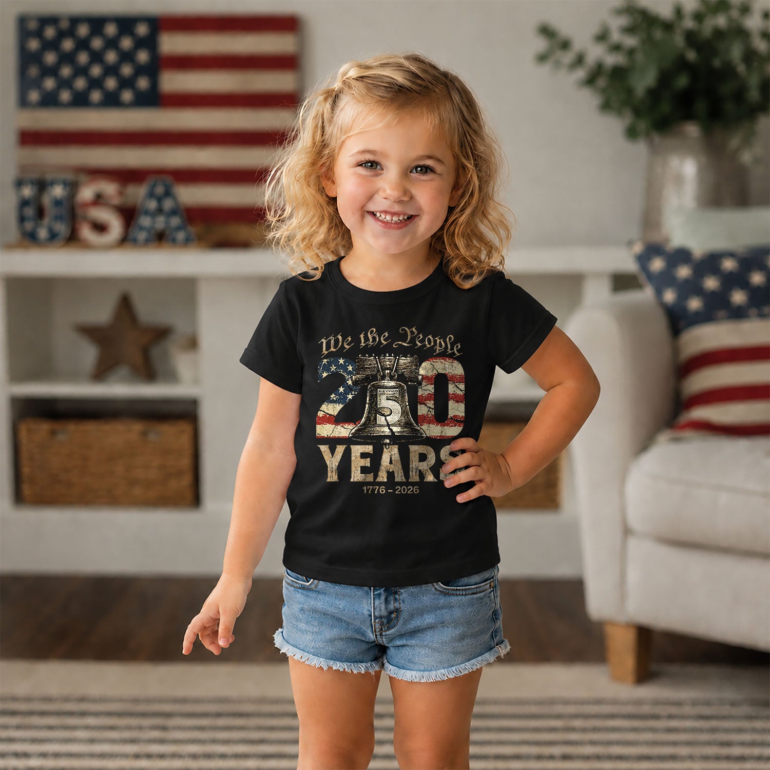 Kids We The People 250 Years T-Shirt 1776–2026 Liberty Bell Patriotic Youth Tee