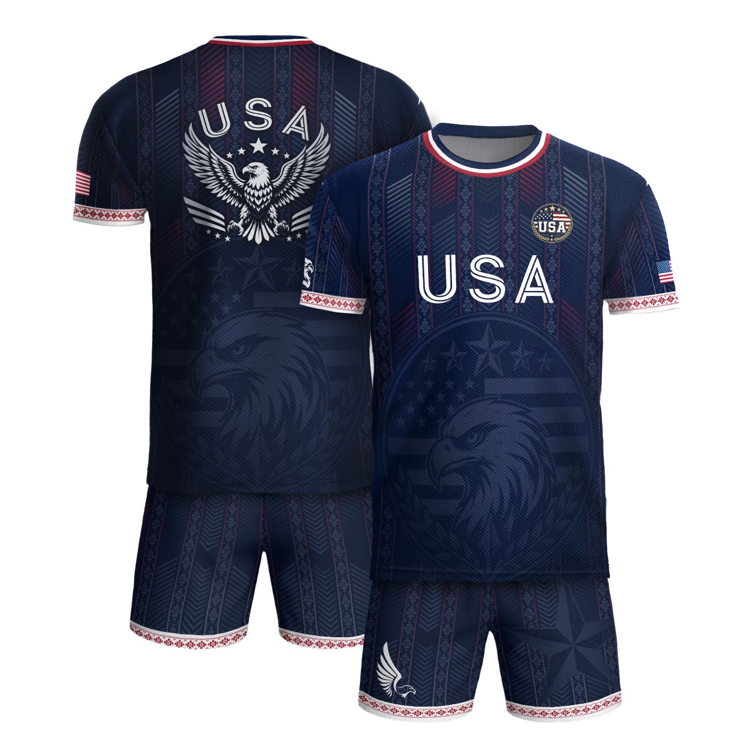 Navy Blue USA Soccer Jersey Patriotic Eagle Football Shirt American Flag Inspired Sports Fan Apparel for Men