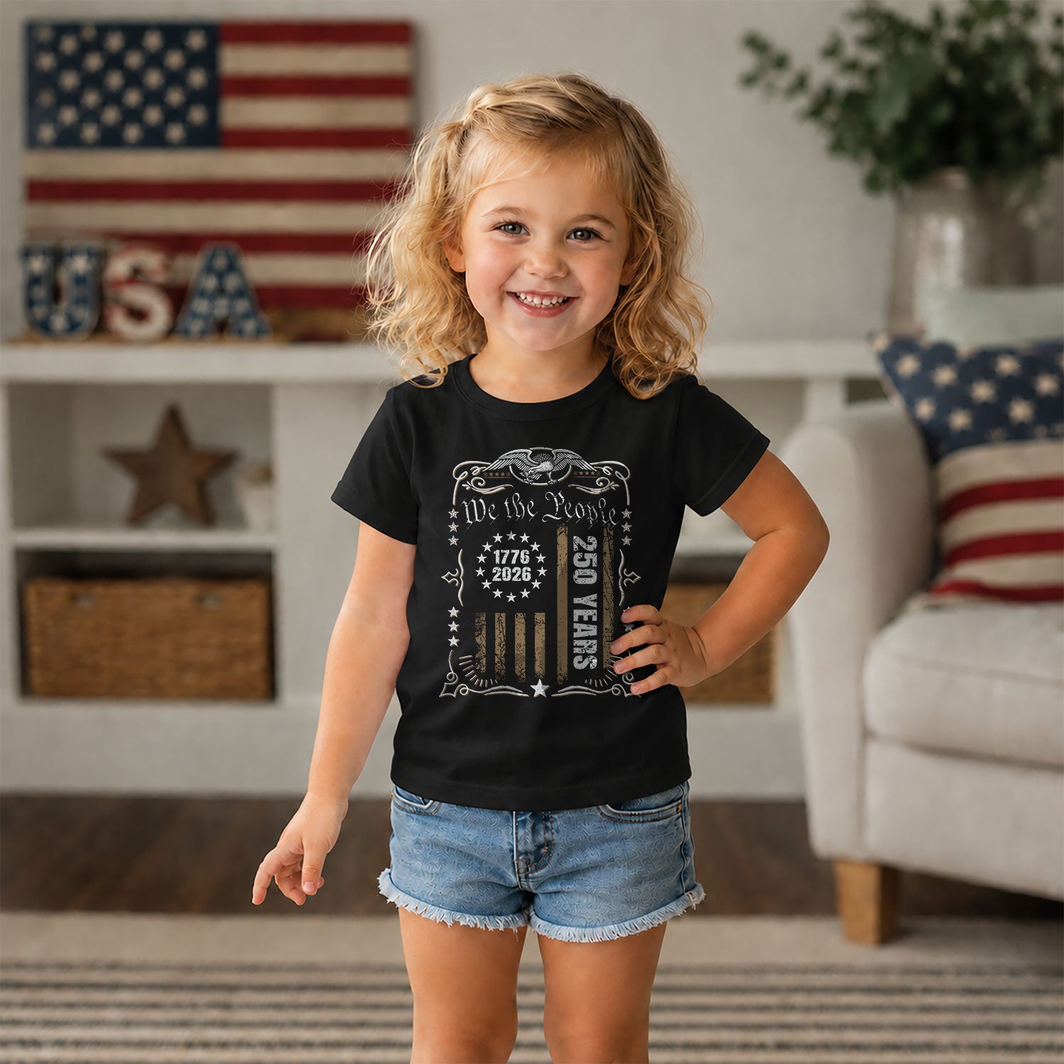 250 Years Kids T-Shirt We The People Patriotic Betsy Ross Flag 1776-2026 Youth Tee Shirt