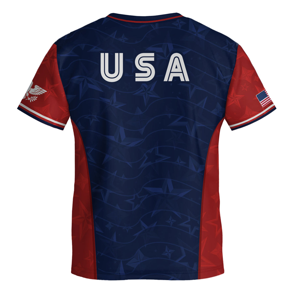 USA Kids Soccer Jersey Youth Navy Blue Red Patriotic Stars Graphic Football Shirt - Rust Field Wear