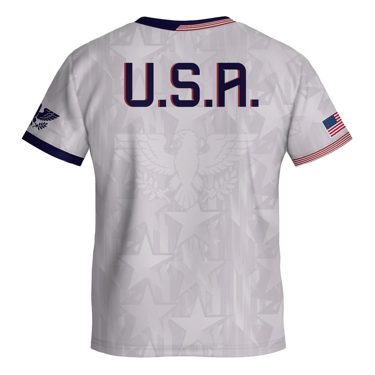 USA Kids Soccer Jersey Youth White Patriotic Stars Eagle Graphic Football Shirt - Rust Field Wear