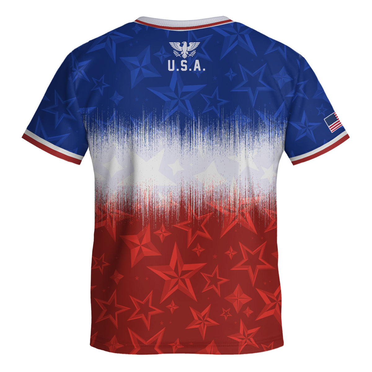 USA Kids Soccer Jersey Youth Blue White Red Tie Dye Stars Patriotic Football Shirt - Rust Field Wear