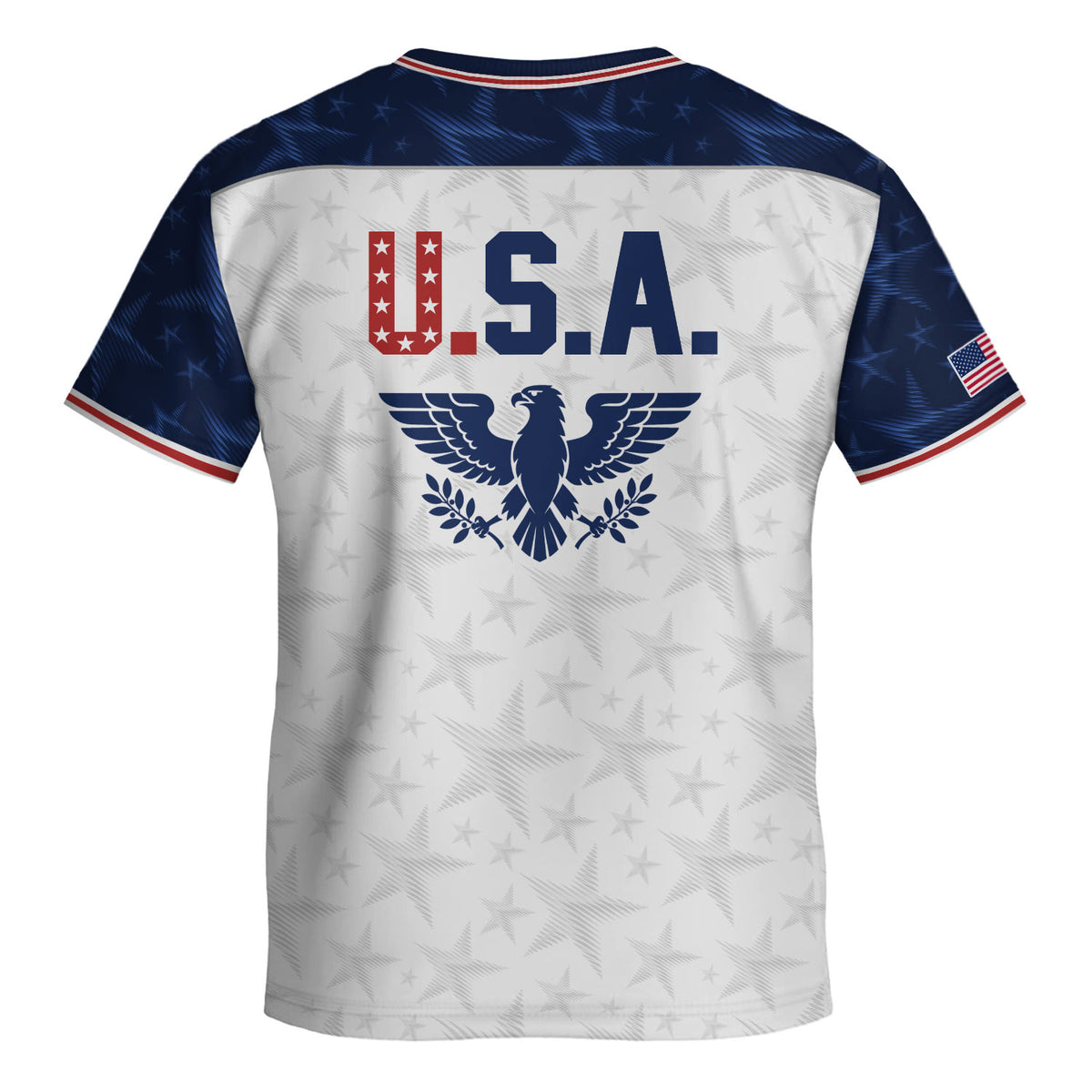 USA Kids Soccer Jersey Youth White Blue Raglan Patriotic Stars Eagle Football Shirt - Rust Field Wear