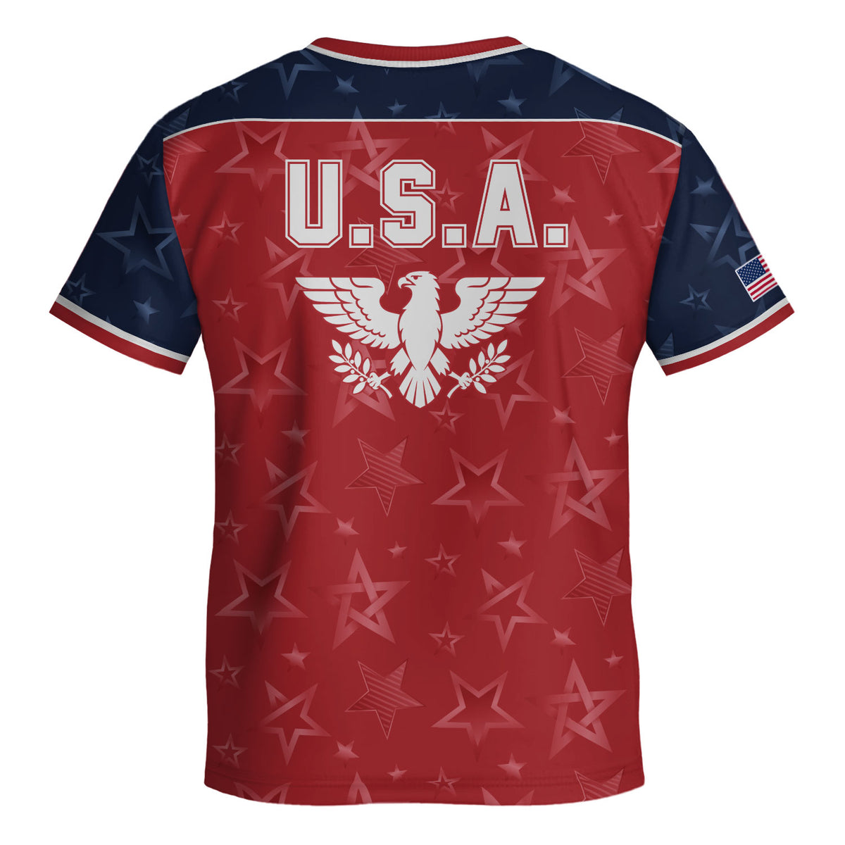USA Kids Soccer Jersey Youth Red Blue Raglan Patriotic Stars Eagle Football Shirt - Rust Field Wear