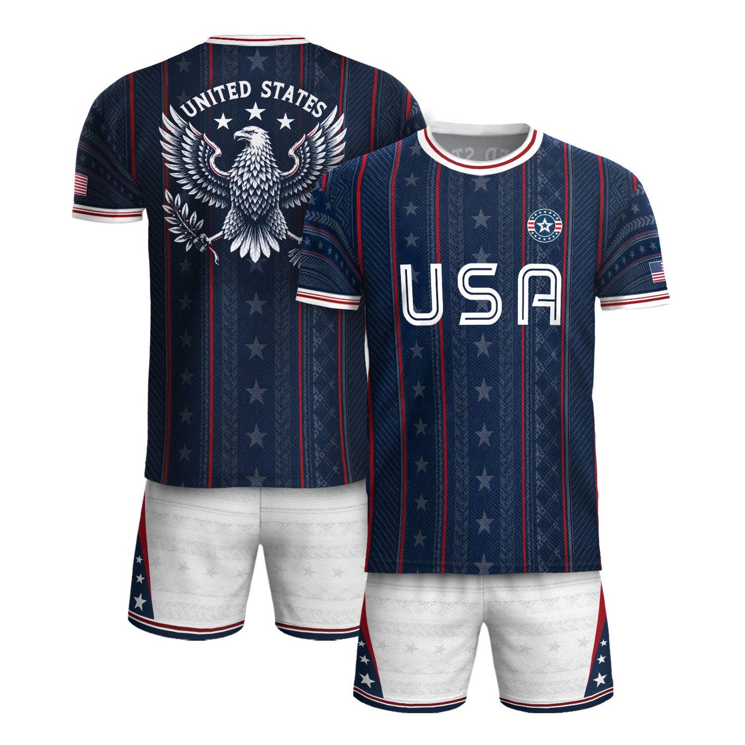 Navy USA Soccer Jersey American Pride Graphic Stripe Soccer Shirt Patriotic Fan Gear