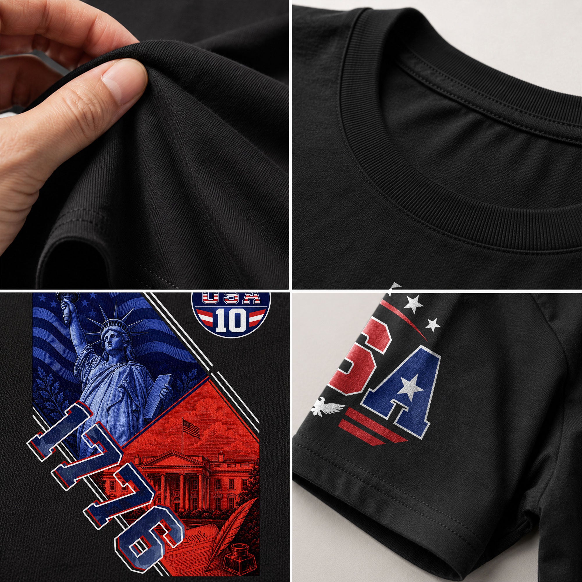 USA 1776 Sport Graphic Tee Patriotic Number 10 Statue Of Liberty Heritage Style Shirt - Rust Field Wear