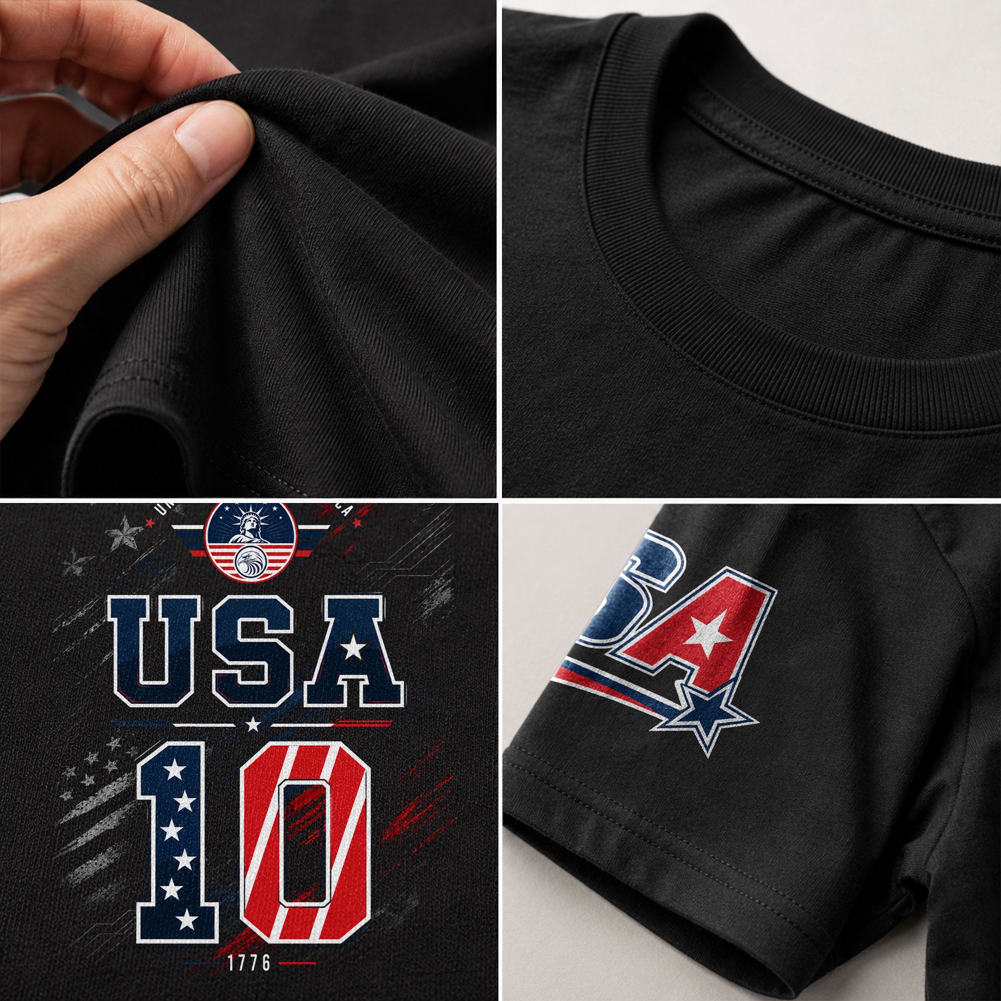 USA 1776 Sport Shirt Patriotic Number 10 Design American Heritage Graphic Tee Top - Rust Field Wear