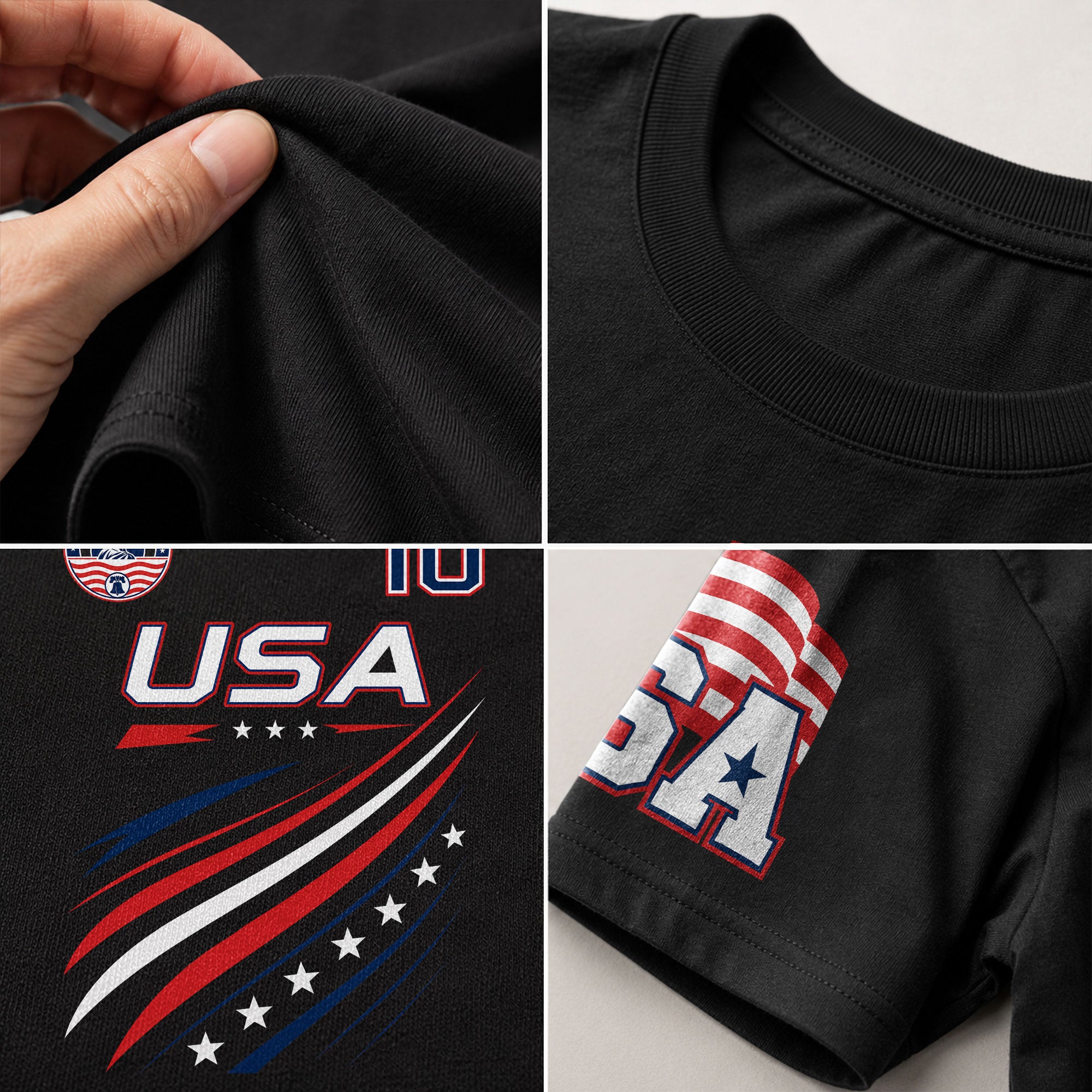 Patriotic USA Sport Graphic T Shirt Number 10 Flag Inspired Casual Mens Fashion - Rust Field Wear