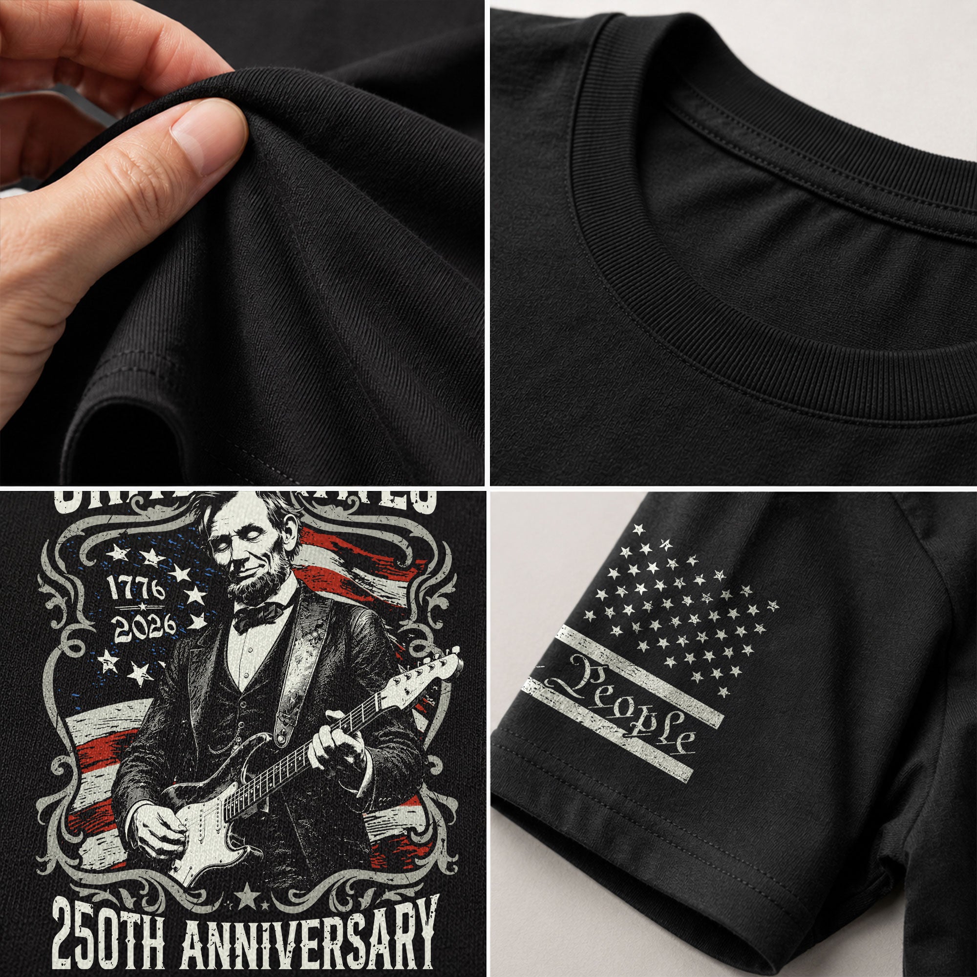 United States 250th Anniversary Shirt Abraham Lincoln Rock Guitar Patriotic Apparel - Rust Field Wear
