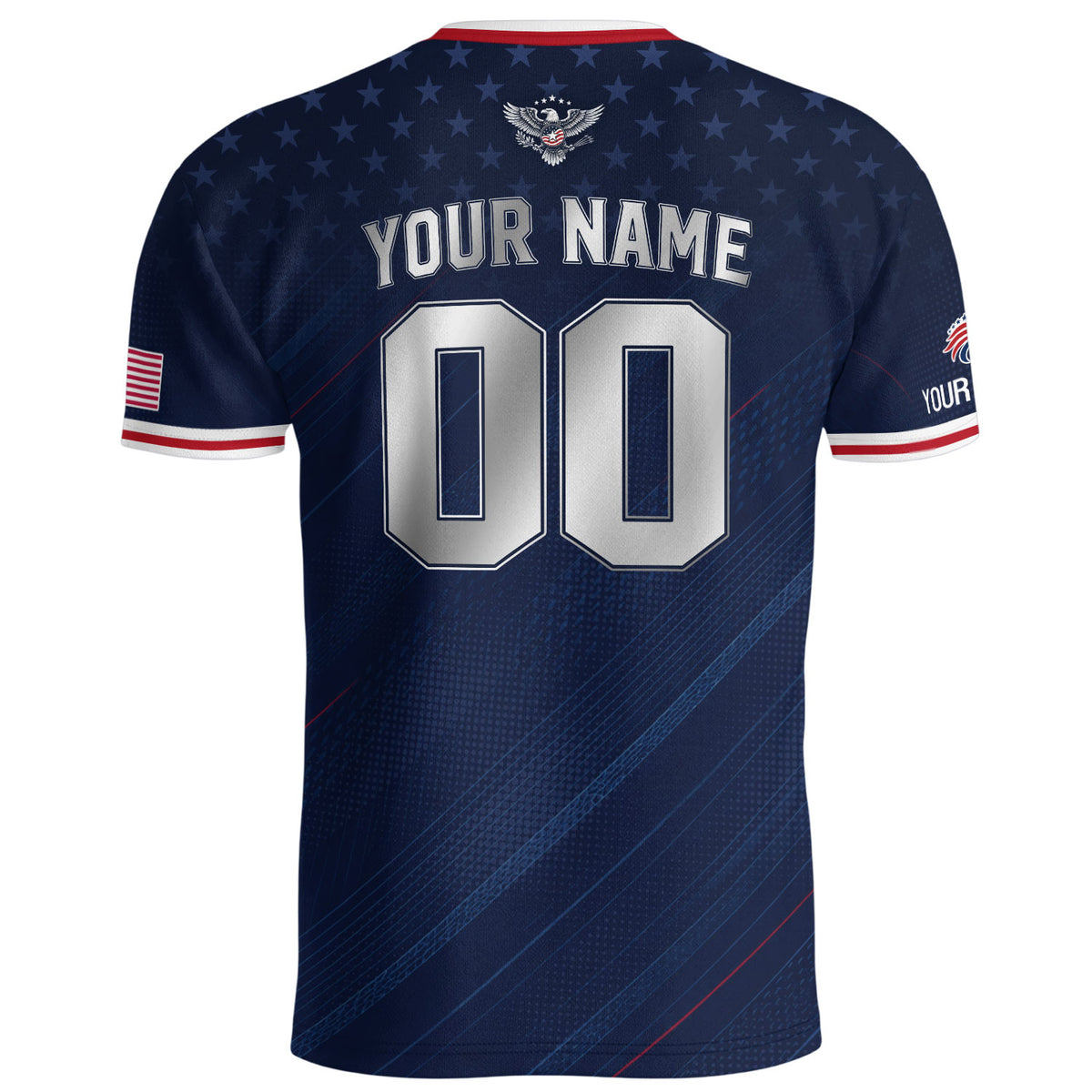 Custom Name Number USA Soccer Jersey Liberty Patriotic Navy Blue Football Team Shirt - Rust Field Wear