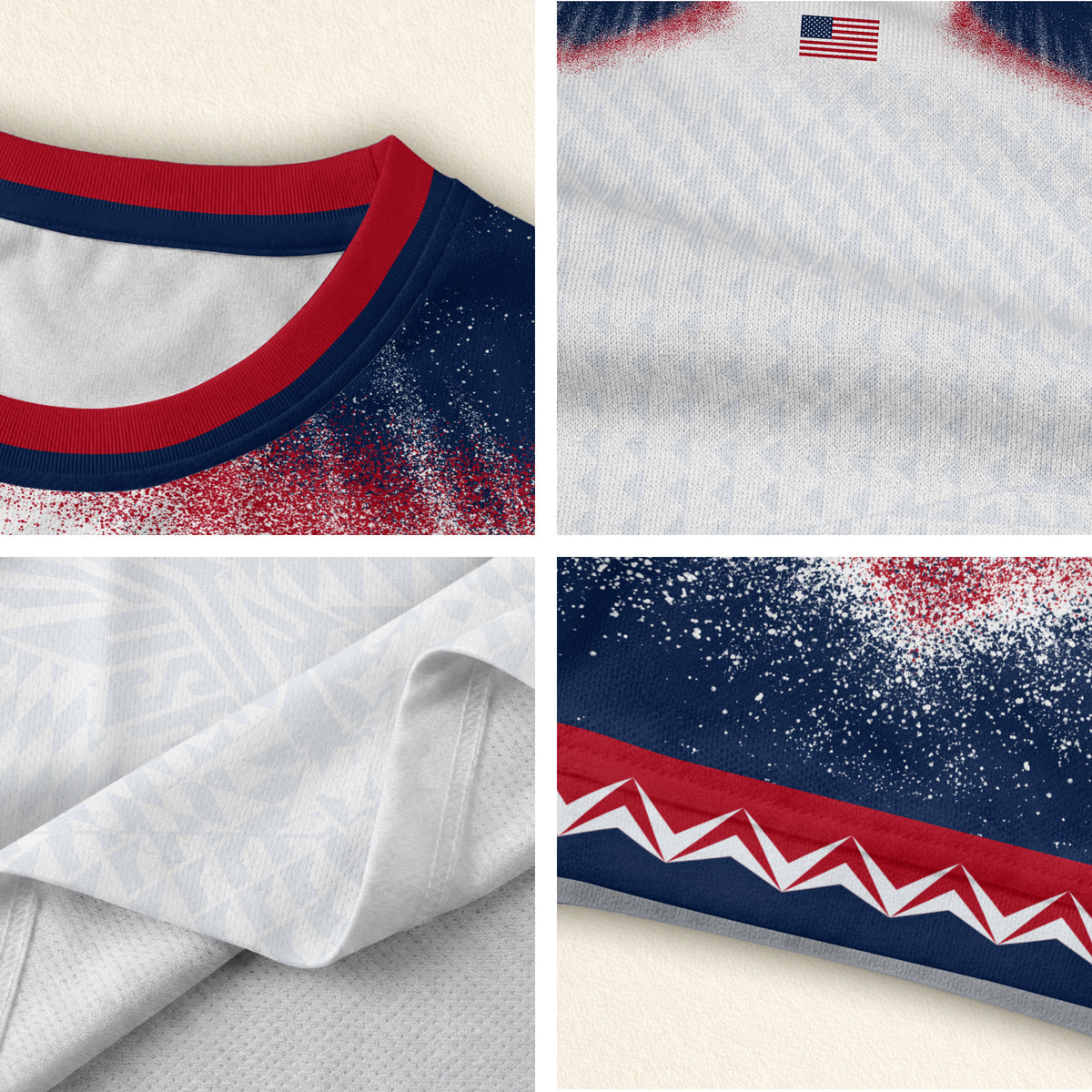 USA Soccer Jersey Men White Red Blue Star Pattern Soccer T-Shirt Sportswear Gift - Rust Field Wear
