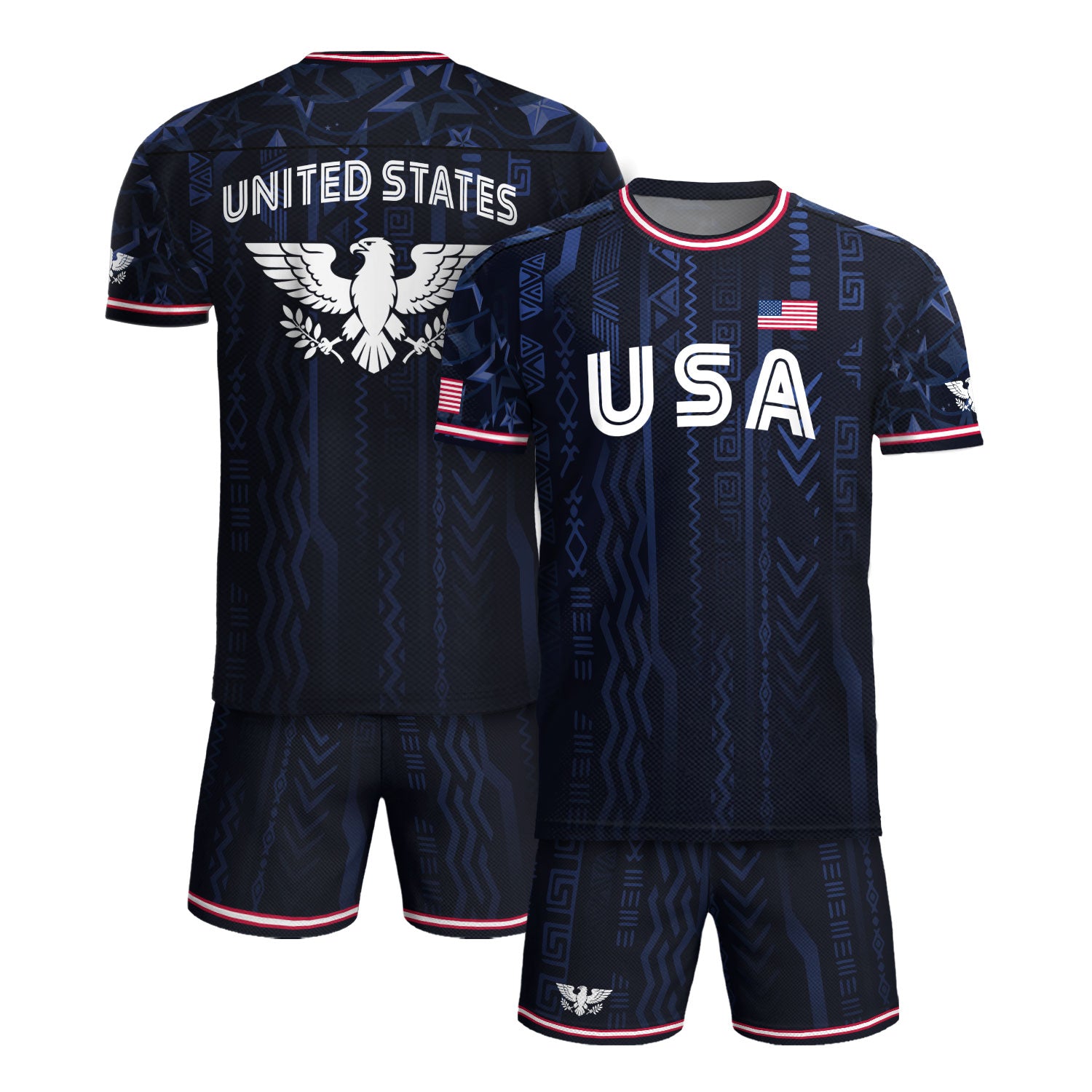 USA Soccer Jersey Adult Eagle Crest Patriotic Football Shirt Navy Blue Fan Edition