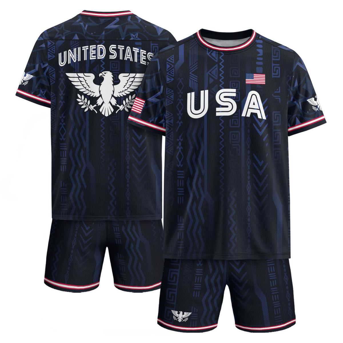 USA Soccer Jersey Adult Eagle Crest Patriotic Football Shirt Navy Blue Fan Edition