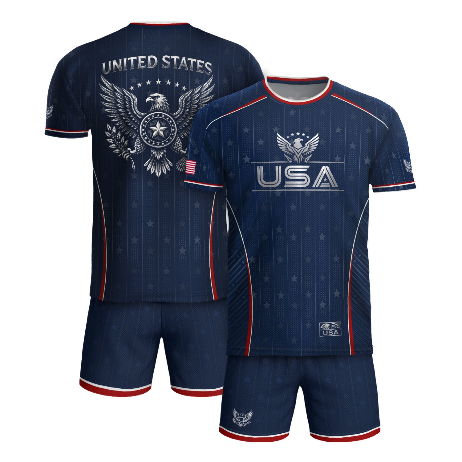 USA Soccer Jersey Adult Navy Blue Patriotic Pinstripe Shirt United States Team Tee