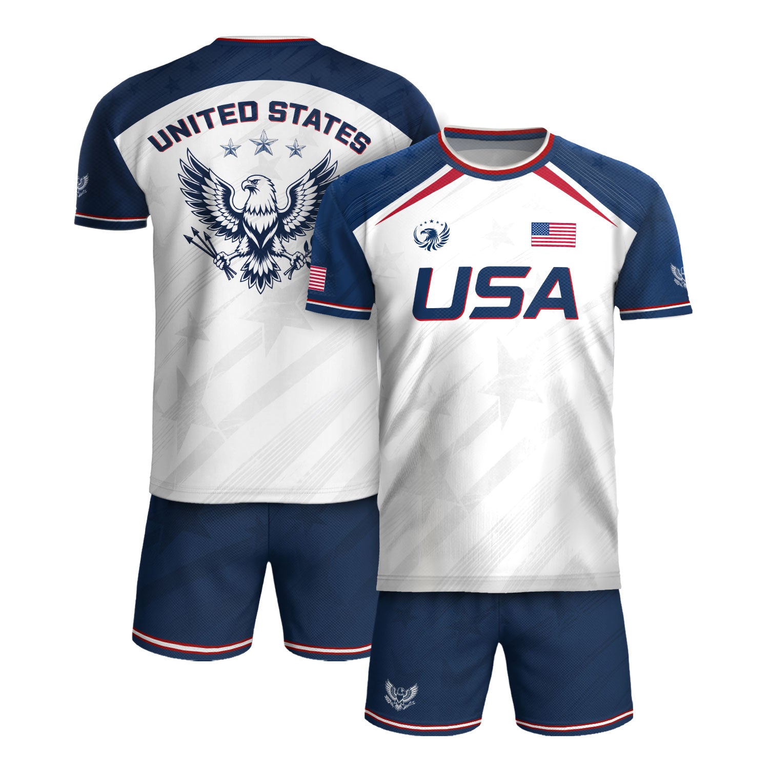USA Soccer Jersey Adult White Navy Patriotic Diagonal Stripe Shirt United States Tee
