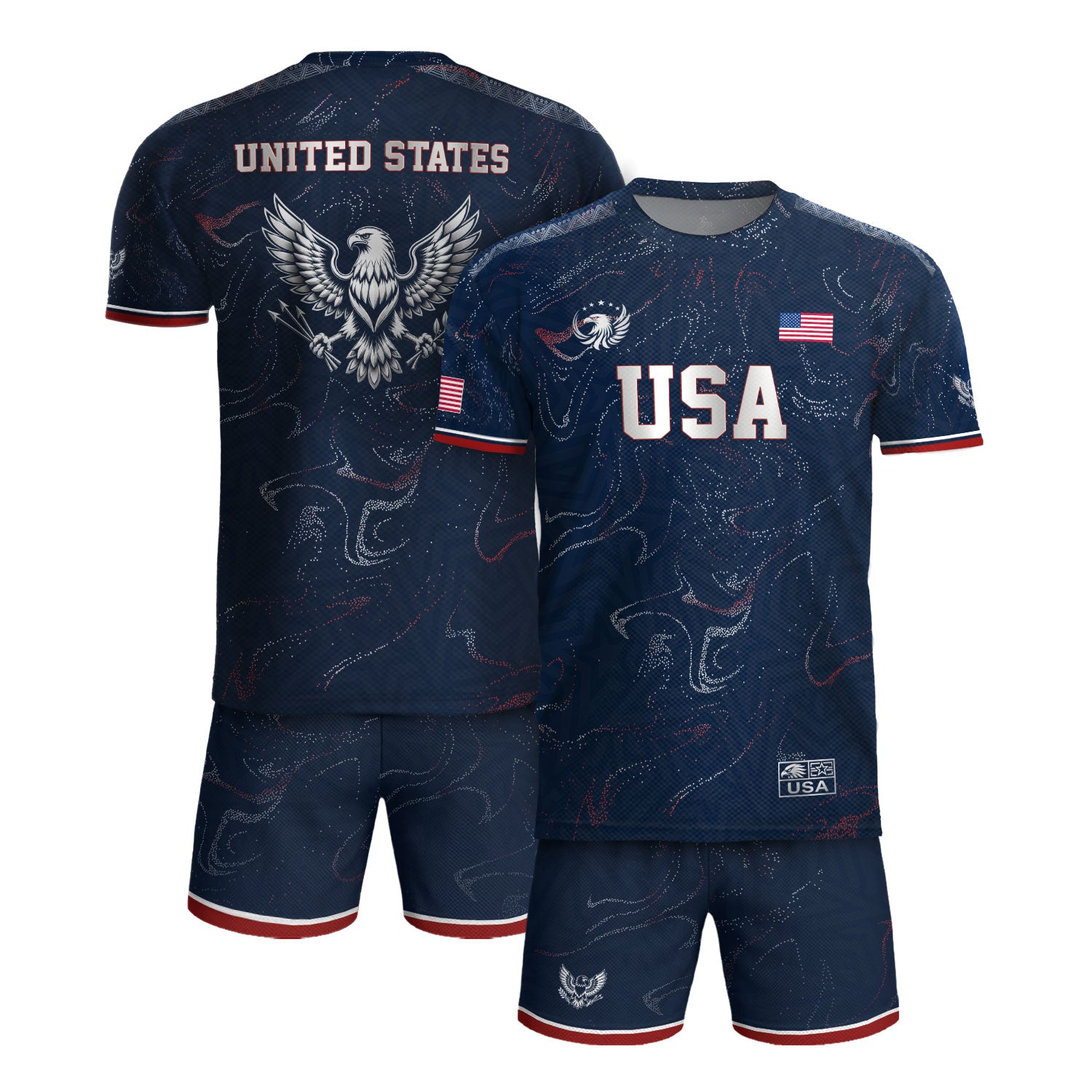USA Soccer Jersey Adult Navy Patriotic Marble Swirl Graphic United States Football Tee