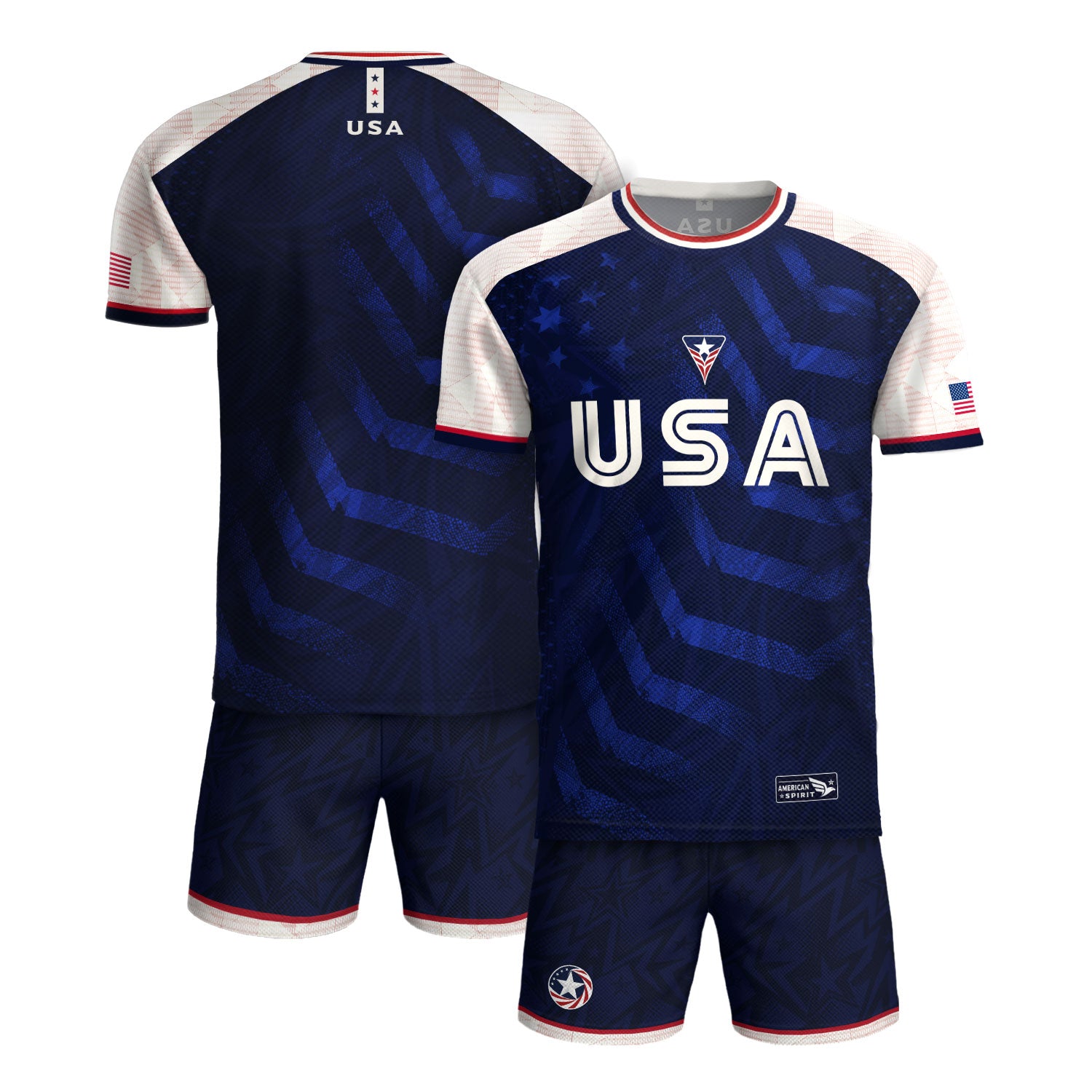 Adult USA Soccer Jersey Navy Blue Patriotic Big Chevron Graphic United States Fan Shirt