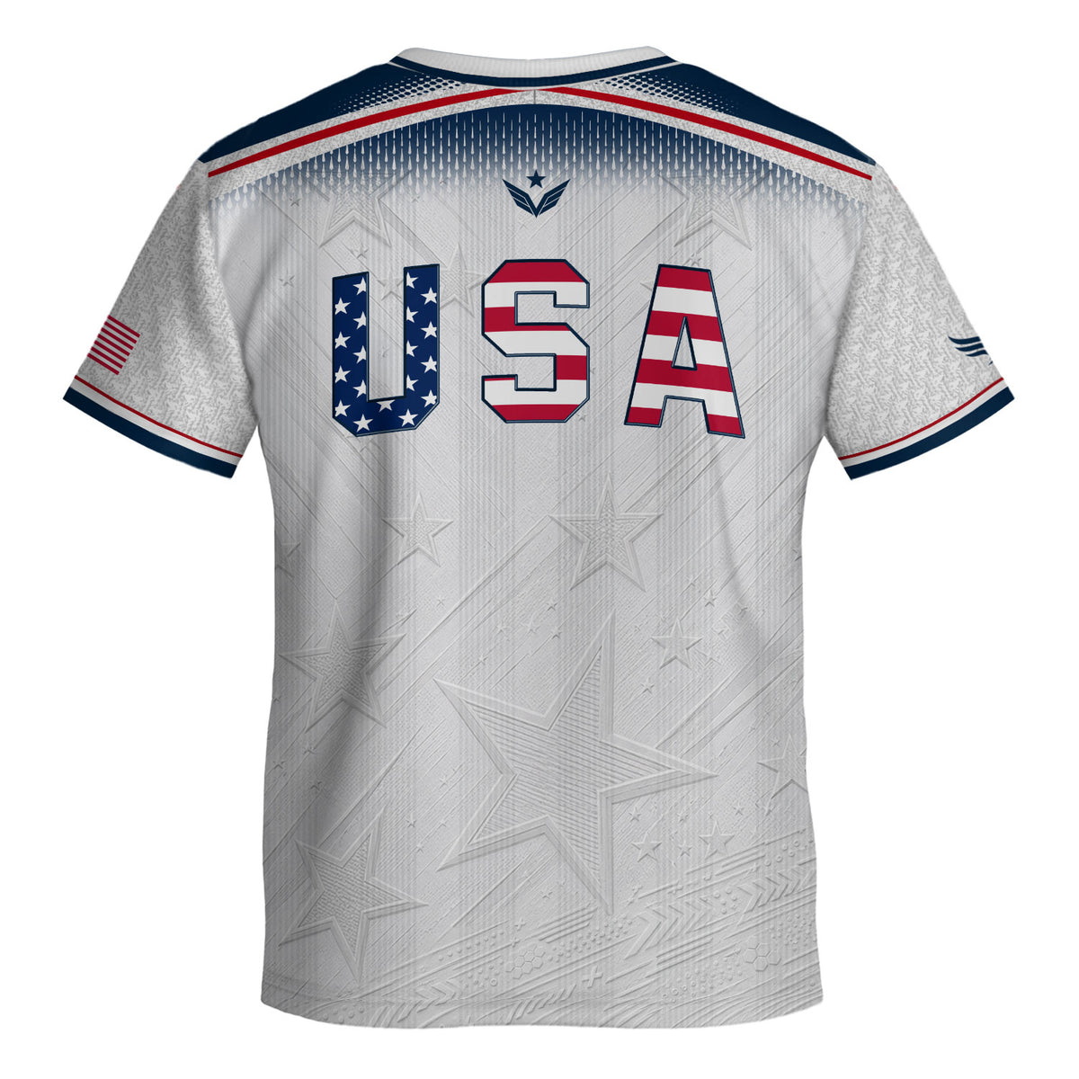 Kids USA Soccer Jersey Youth Patriotic White Chevron Emblem Star United States Sport Tee - Rust Field Wear