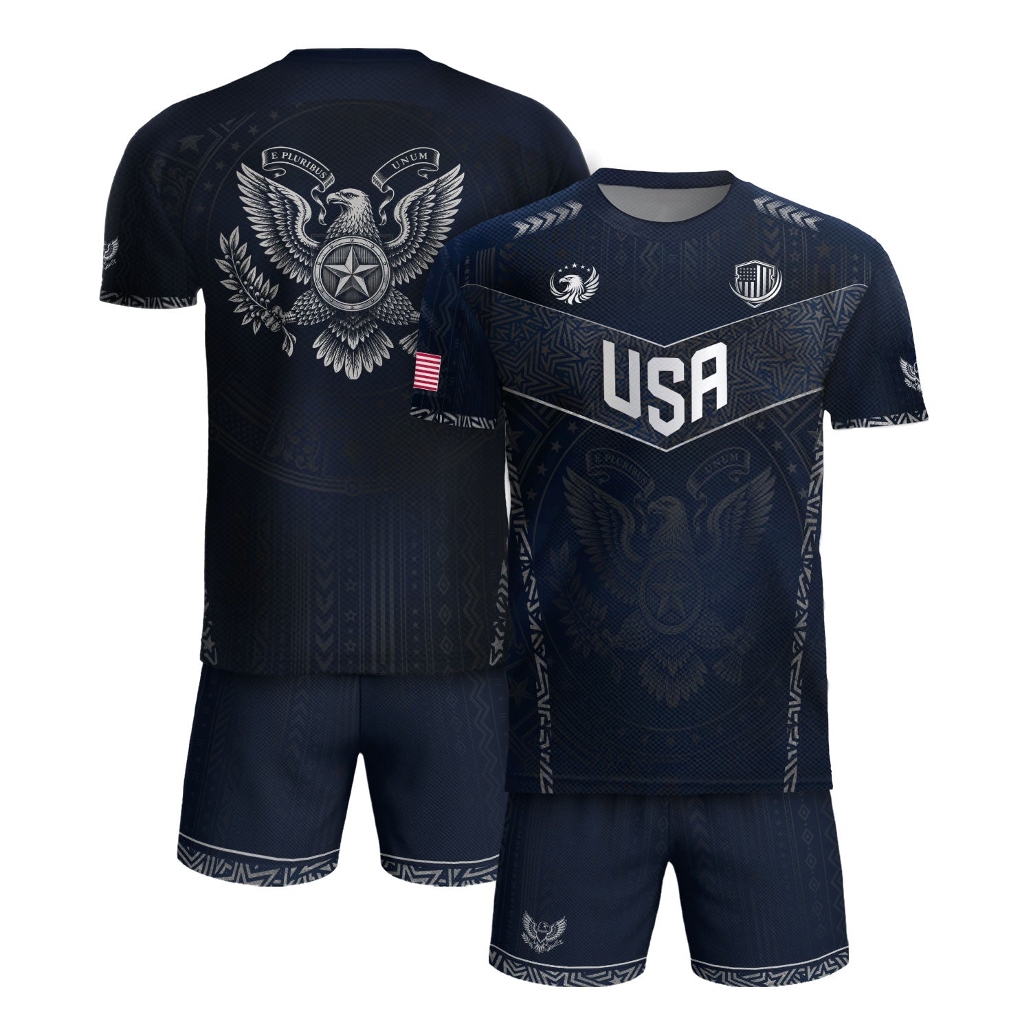 Adult Soccer Jersey Blue Patriotic Style - Bold Eagle Graphic Team Performance Shirt