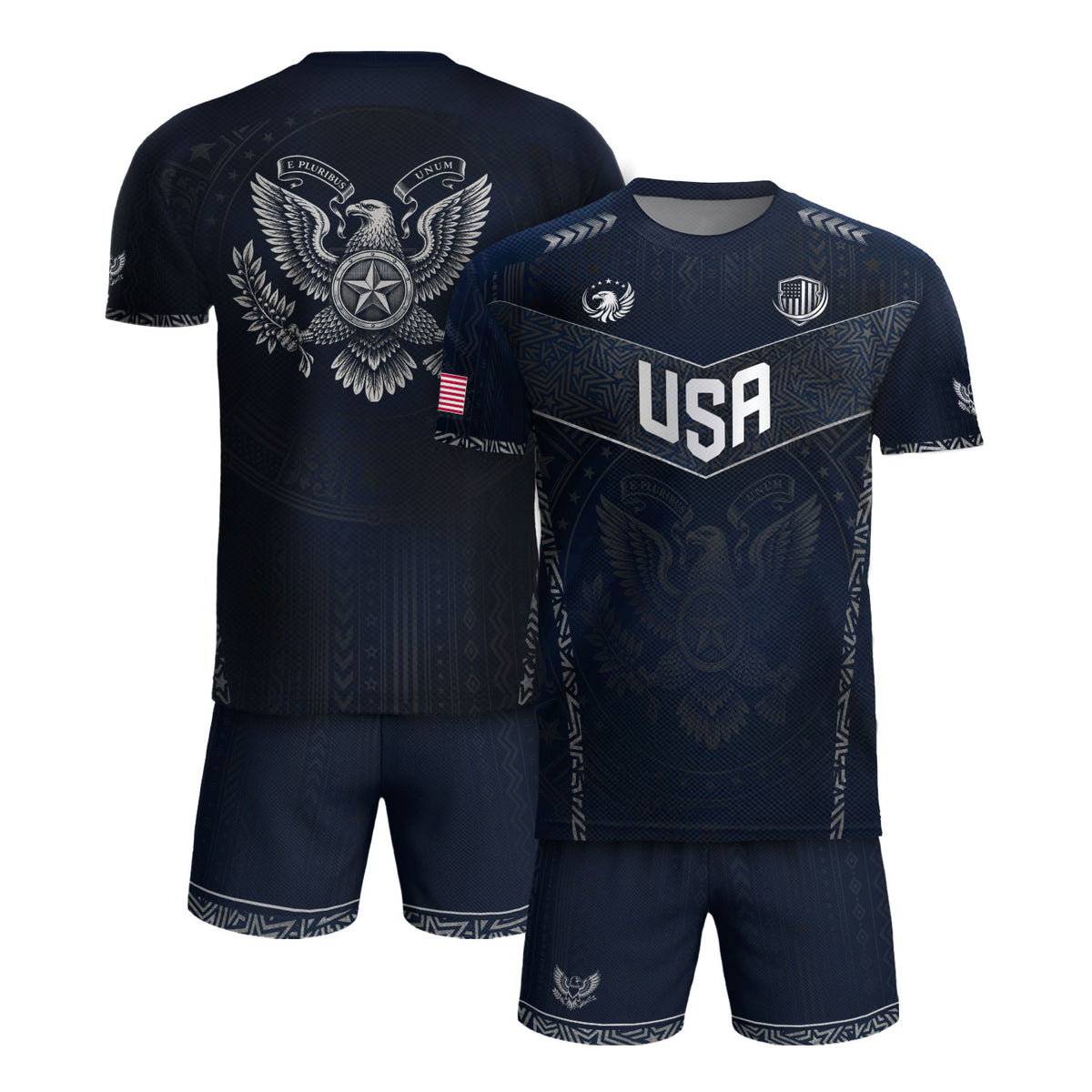 Adult Soccer Jersey Blue Patriotic Style - Bold Eagle Graphic Team Performance Shirt - Rust Field Wear