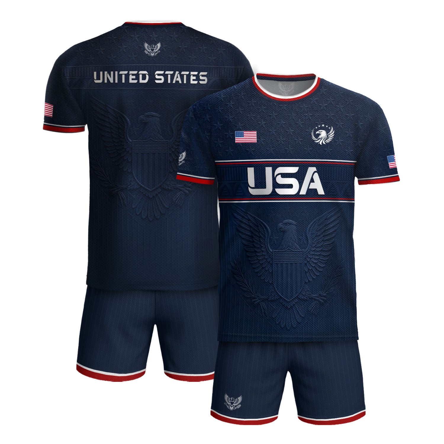 Blue Adult Soccer Jersey Classic Style - Patriotic Eagle Graphic Team Training Shirt