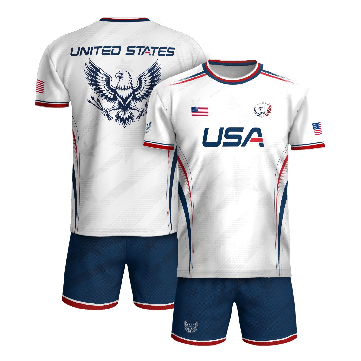 White Adult Soccer Jersey Patriotic Look - Pro Eagle Graphic Team Performance Shirt