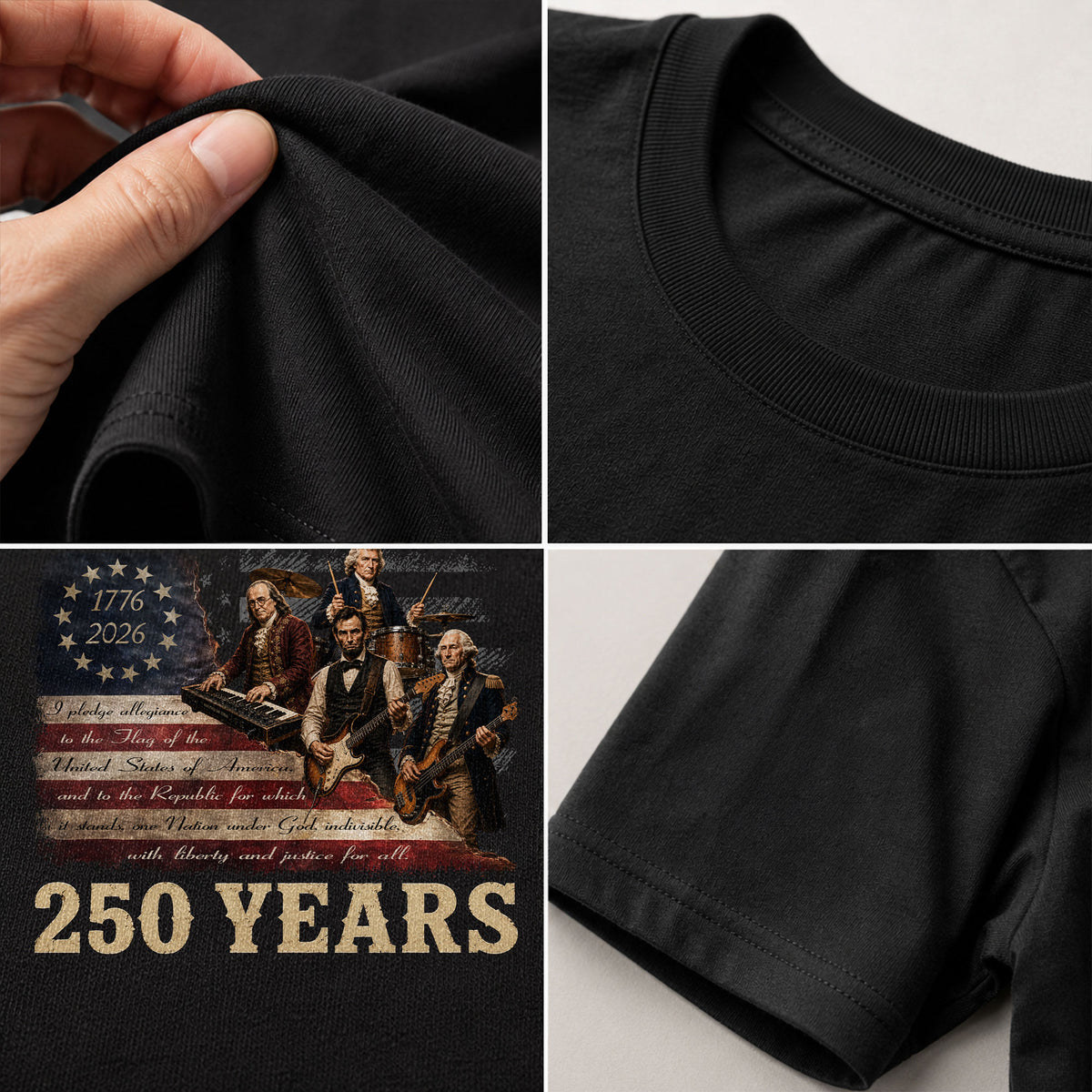 Founding Fathers Presidents Rock Band T-Shirt 250 Years Vintage 1776-2026 Apparel - Rust Field Wear
