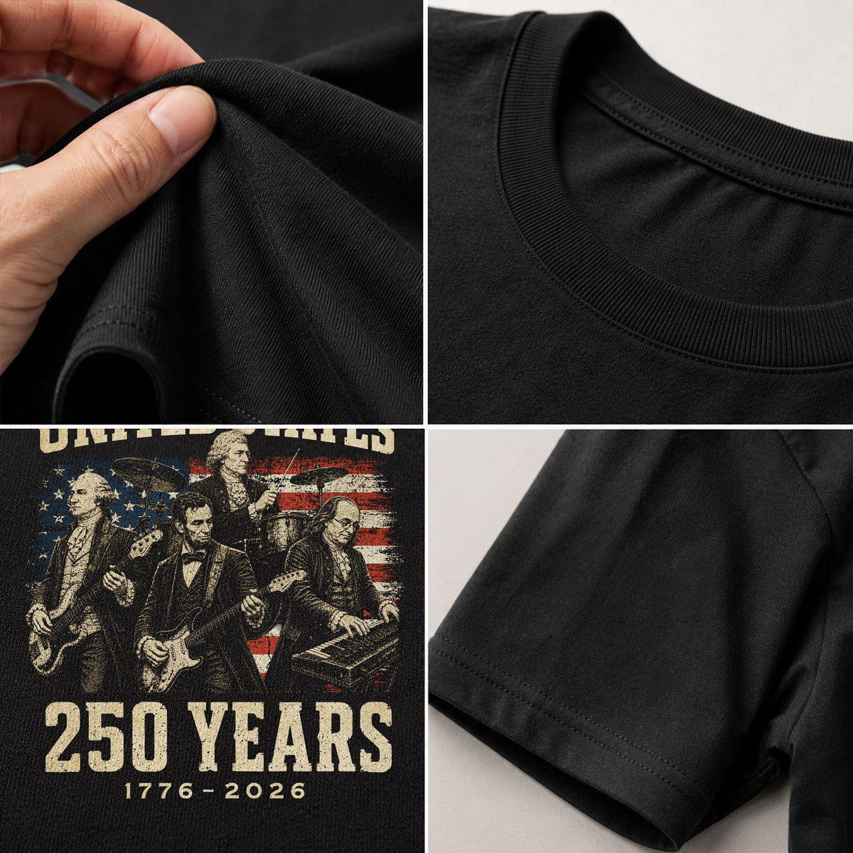 Founding Fathers Presidents Rock Band T-Shirt 250 Years Vintage 1776-2026 Patriotic - Rust Field Wear