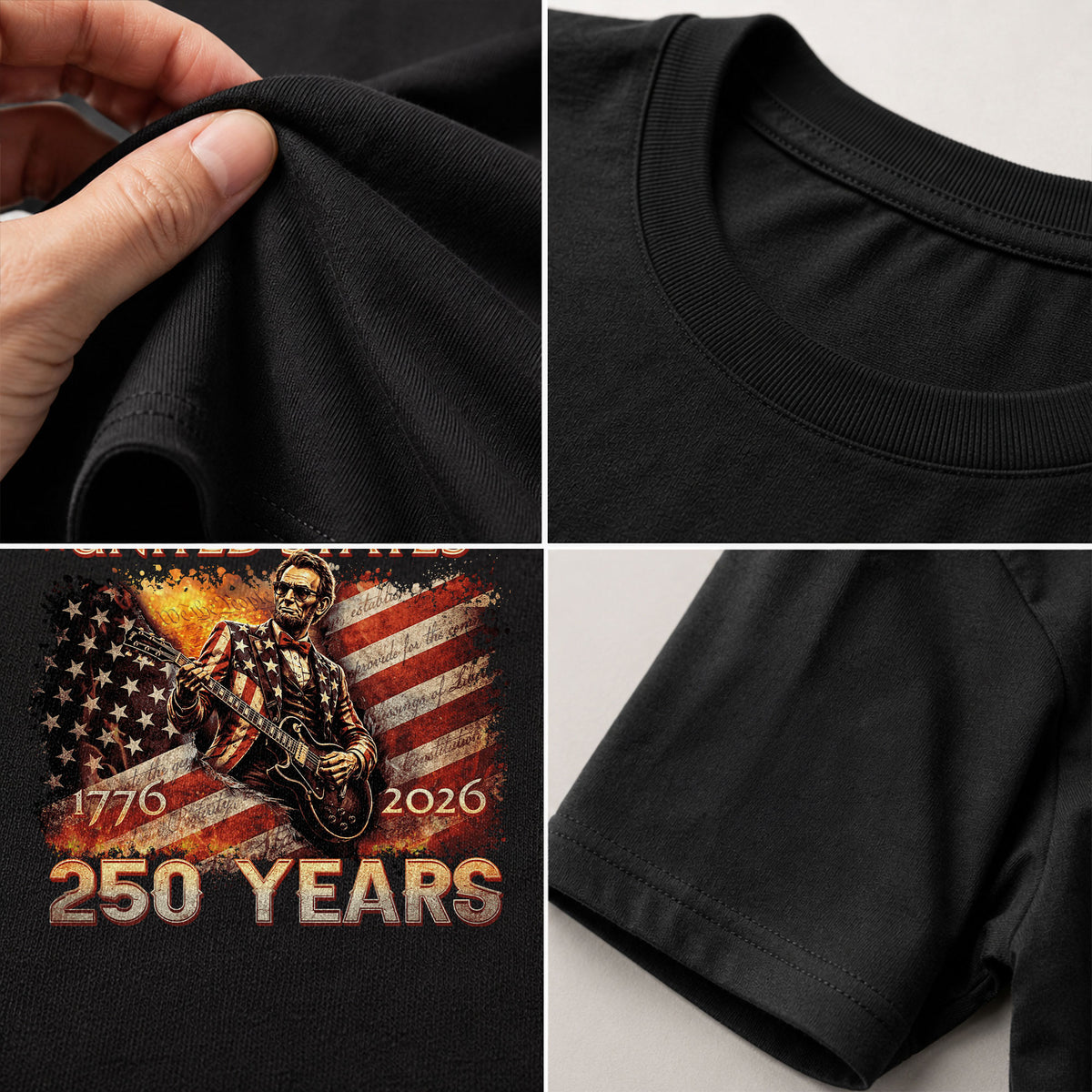 Lincoln 1776-2026 Patriotic Graphic T Shirt - Unisex Summer Tee for History Lovers - Rust Field Wear